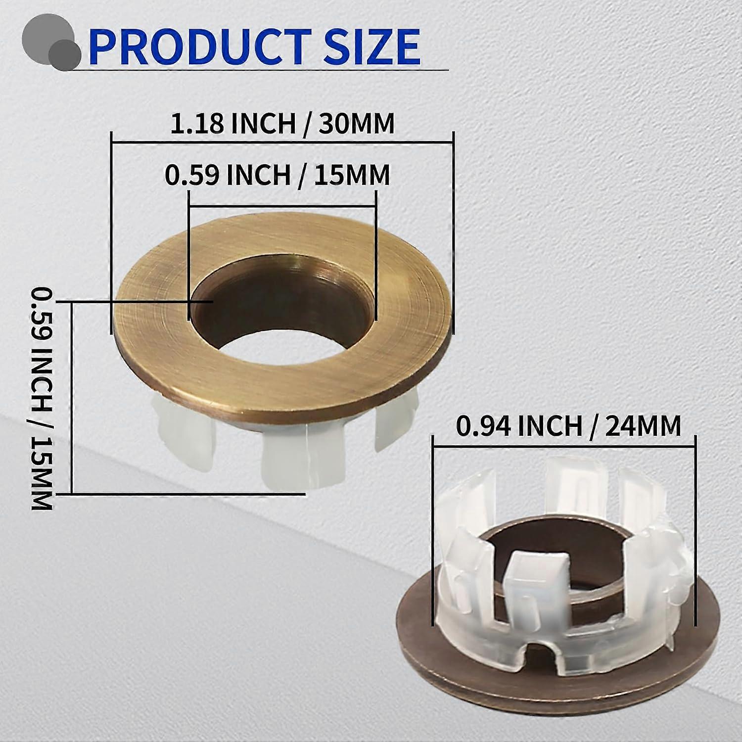 Pack Brass Sink Overflow Rings, Chrome Overflow Ring, O-Ring for Bathroom Sink Drain (Bronze)