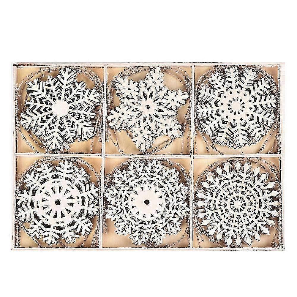 Wooden Snowflakes Rustic Christmas Tree Decorations Hanging Ornaments With Hanging Strings For Chris
