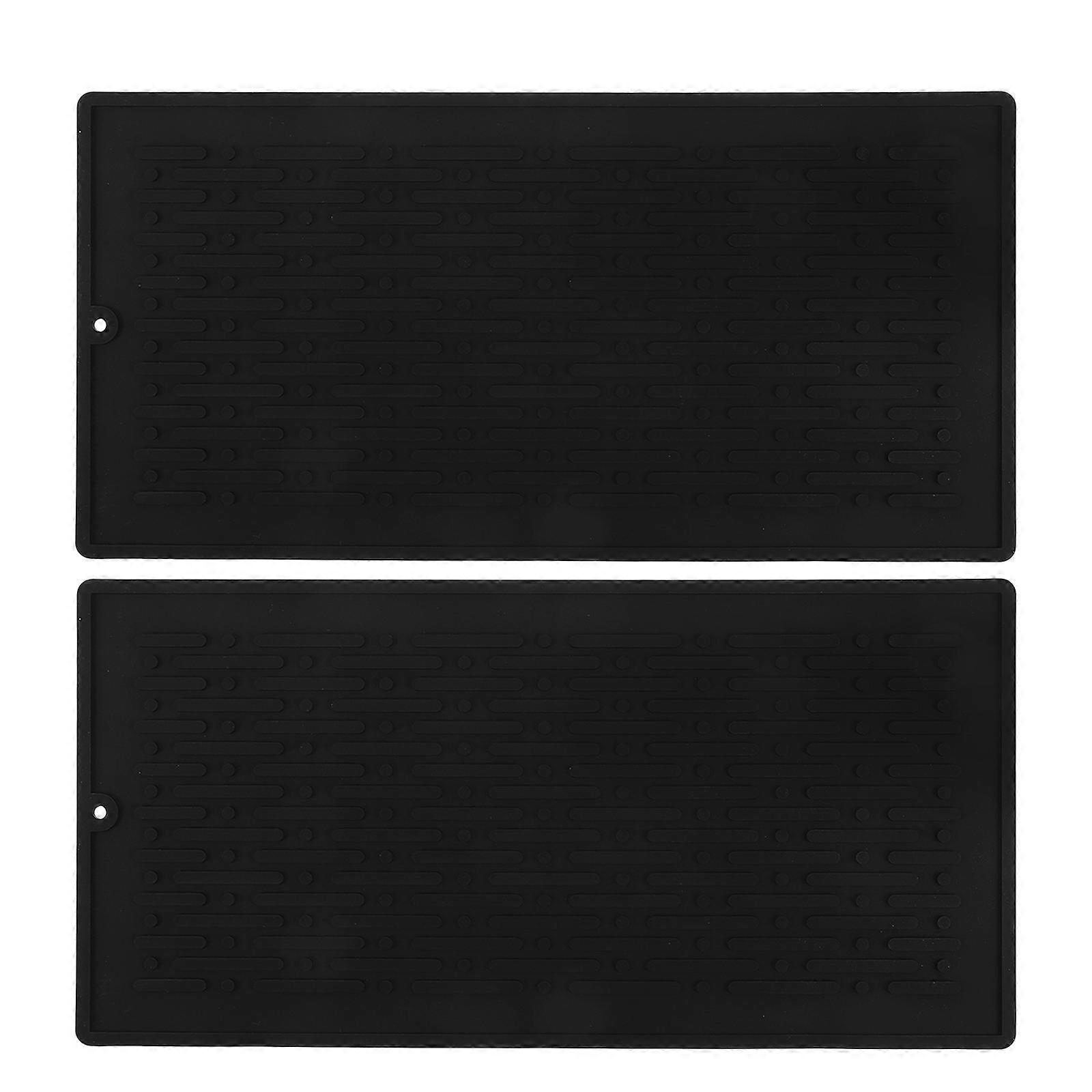 Quick Drying Mat For Kitchen Silicone Mats Daily Use Rectangle Shape Heat Resistant 2Pcs