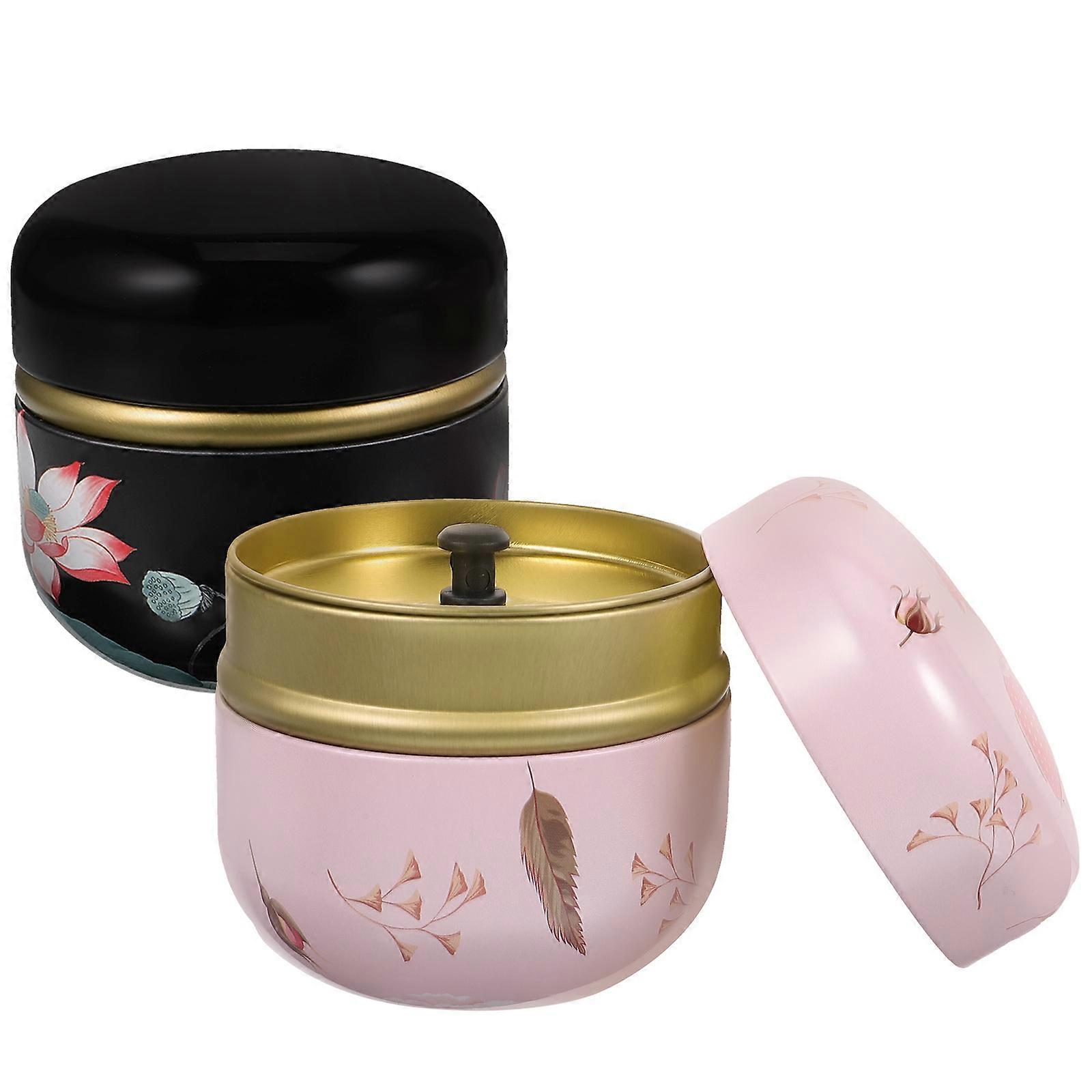 2pcs Airtight Jars with Lids, Compact Storage Containers for Tea, Candy, Powder, and Small Items – Stylish & Decorative Organization Solution