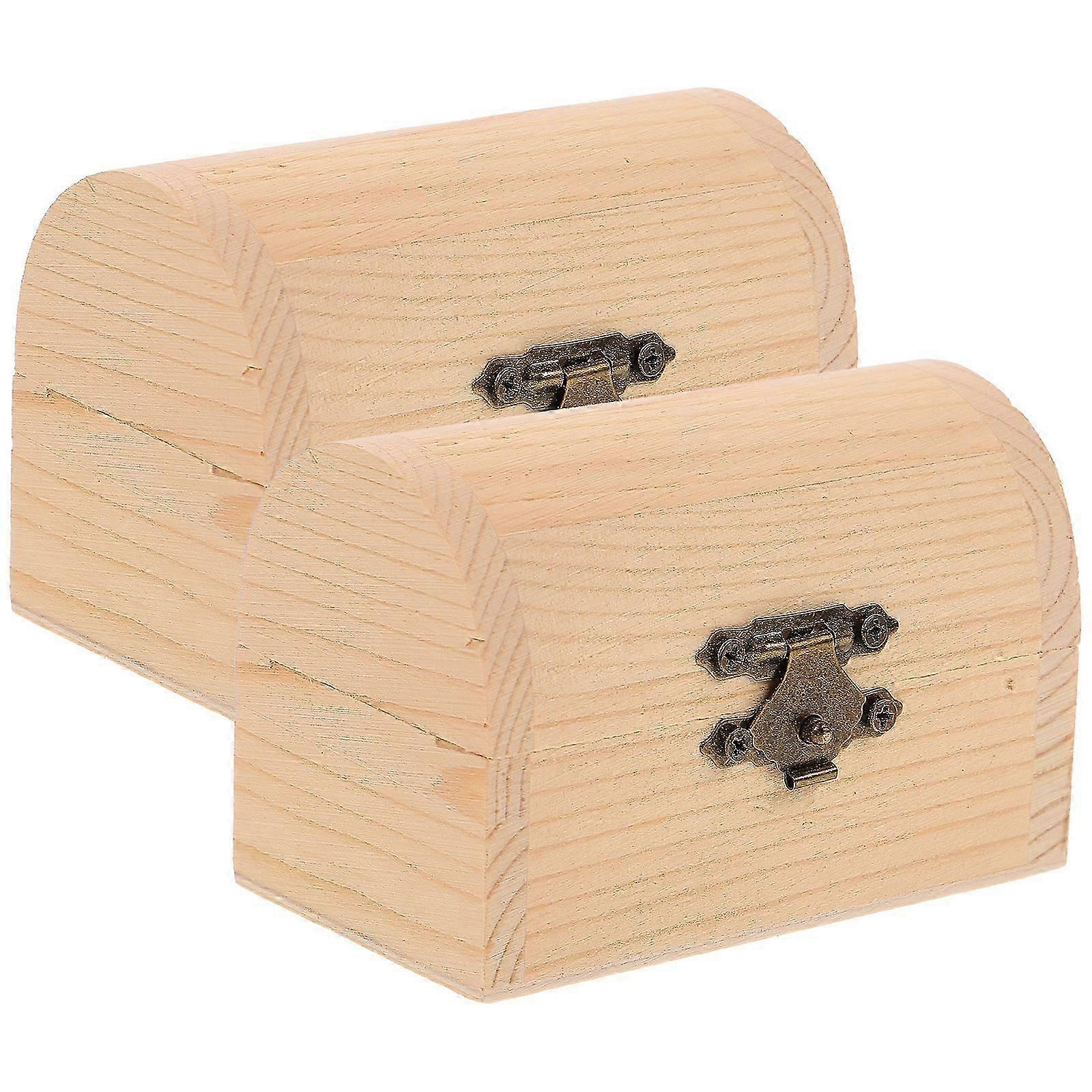 2Pcs Solid Wooden Arc Design Storage Boxes Gift Boxes Treasure Boxes (Small)