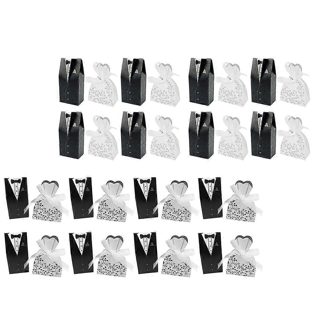 40pcs Elegant Bride Groom Paper Candy Boxes for Weddings, Parties, and Special Events – Perfect for Candies, Ornaments, and Decorative Displays