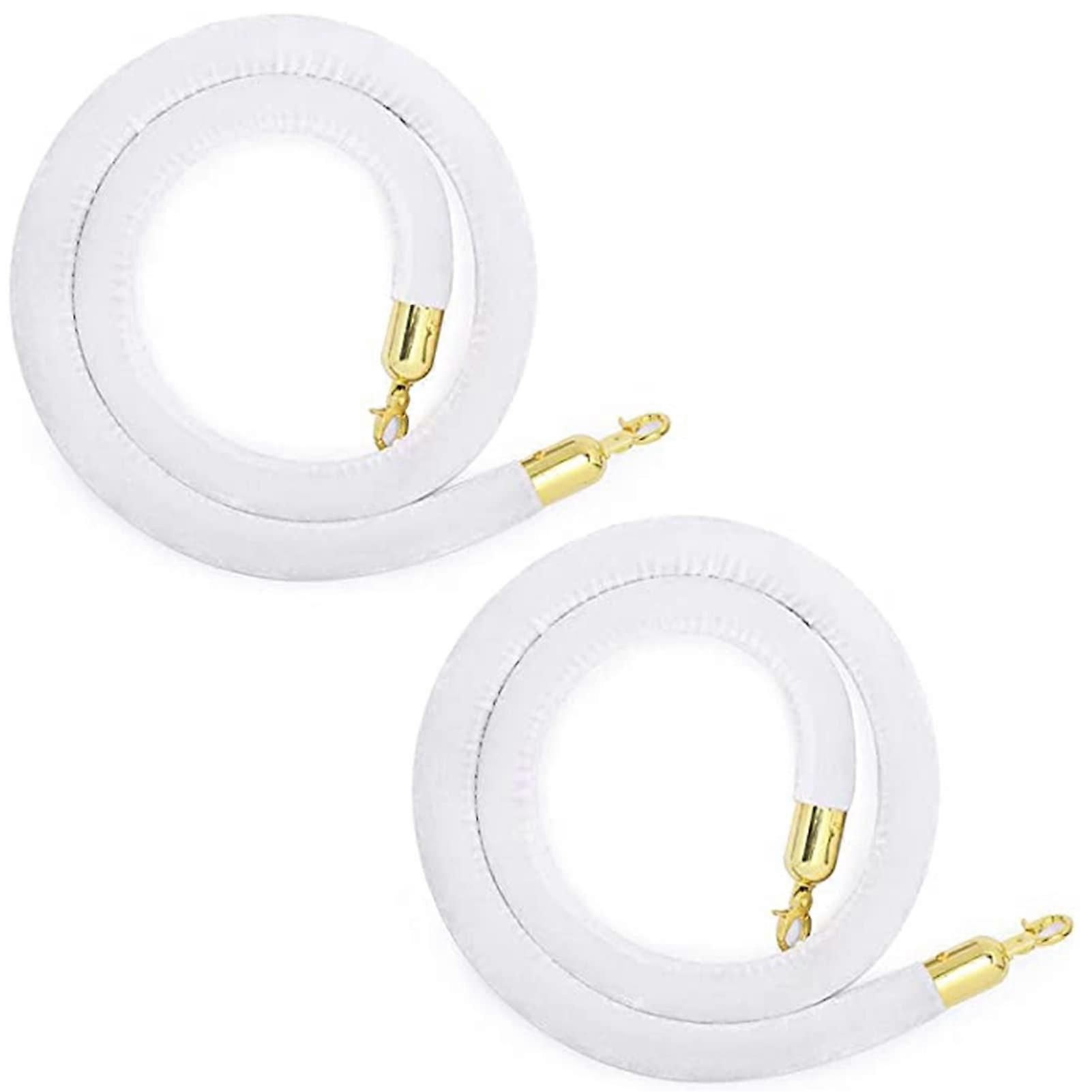 Red carpet ropes, barrier ropes for VIP queues, velvet ropes, 2pack (White 4ft/120cm)