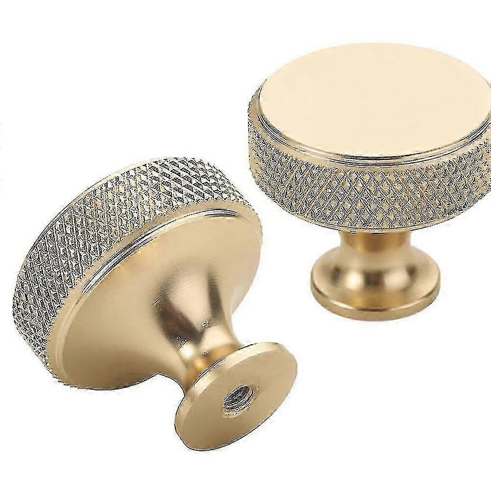 10 Pack 1.2 Inch Brushed Gold Cabinet Knobs - Knurled Kitchen Cabinet Knobs, Gold Drawer Knobs, Round Dresser Knobs Compatible with Certain 