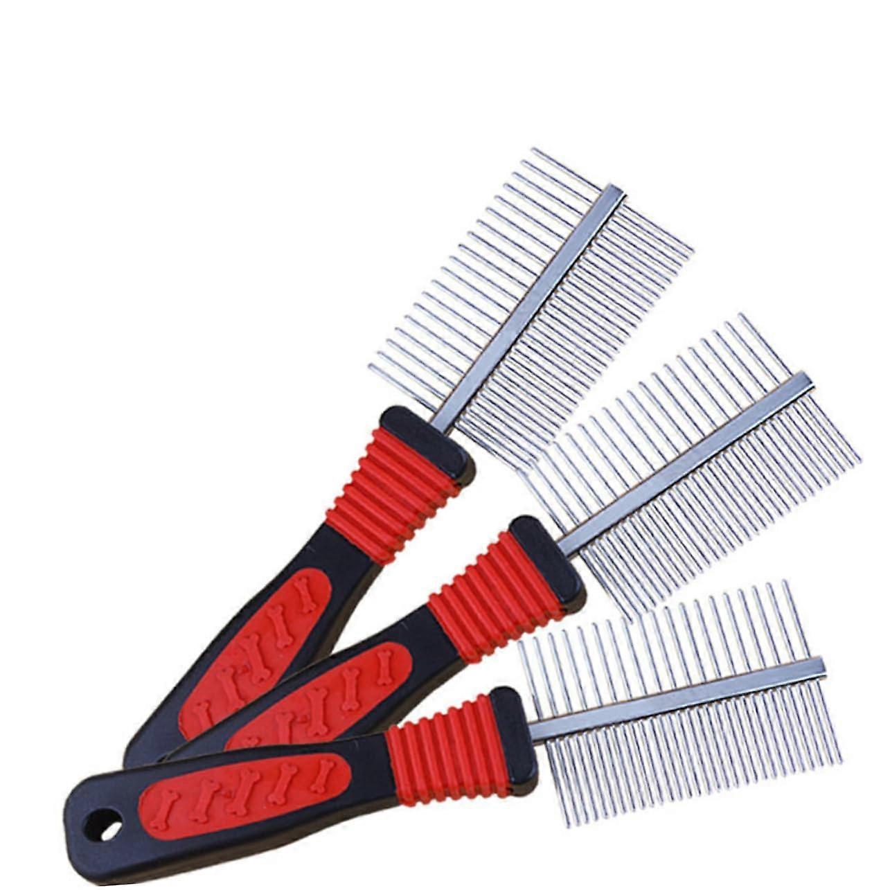 Double-Sided Dog Comb for Pet Grooming, Red, 2-Pack for Dogs and Puppies, Ideal for Removing Tangles and Mats