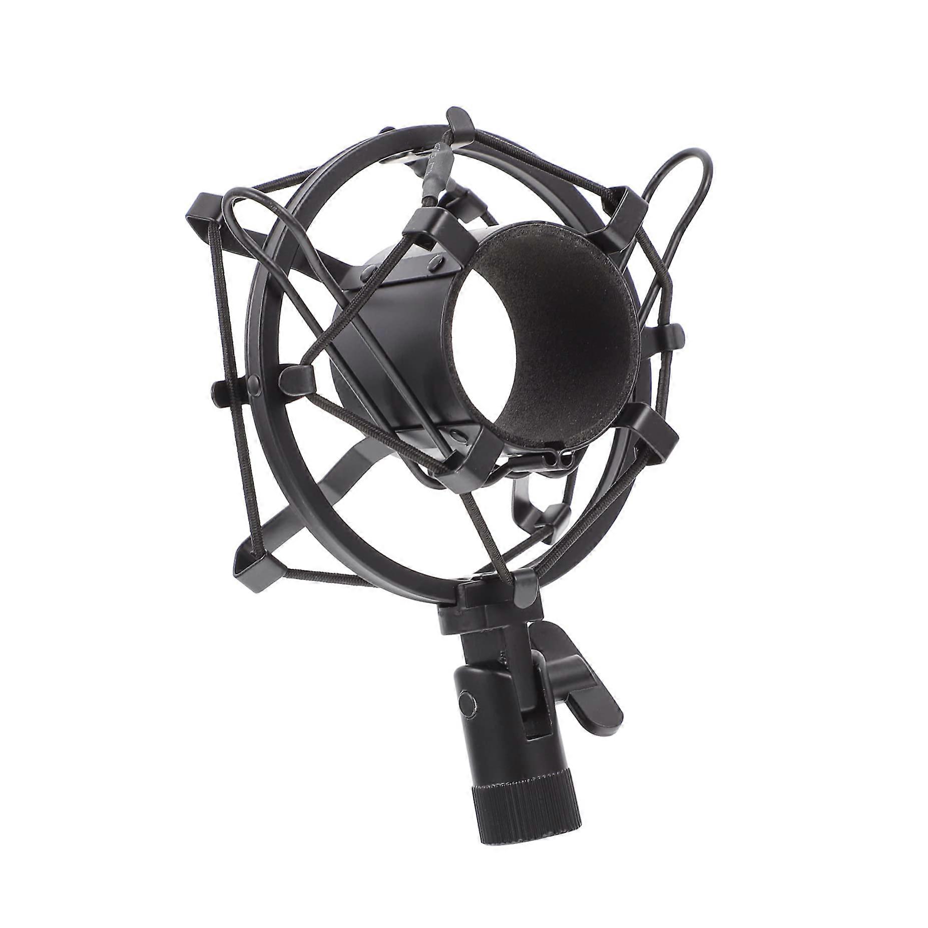 1 Piece Radio Performance Audio Desk Microphone with Mount AntiVibration Holder Black 14.2X10X8CM