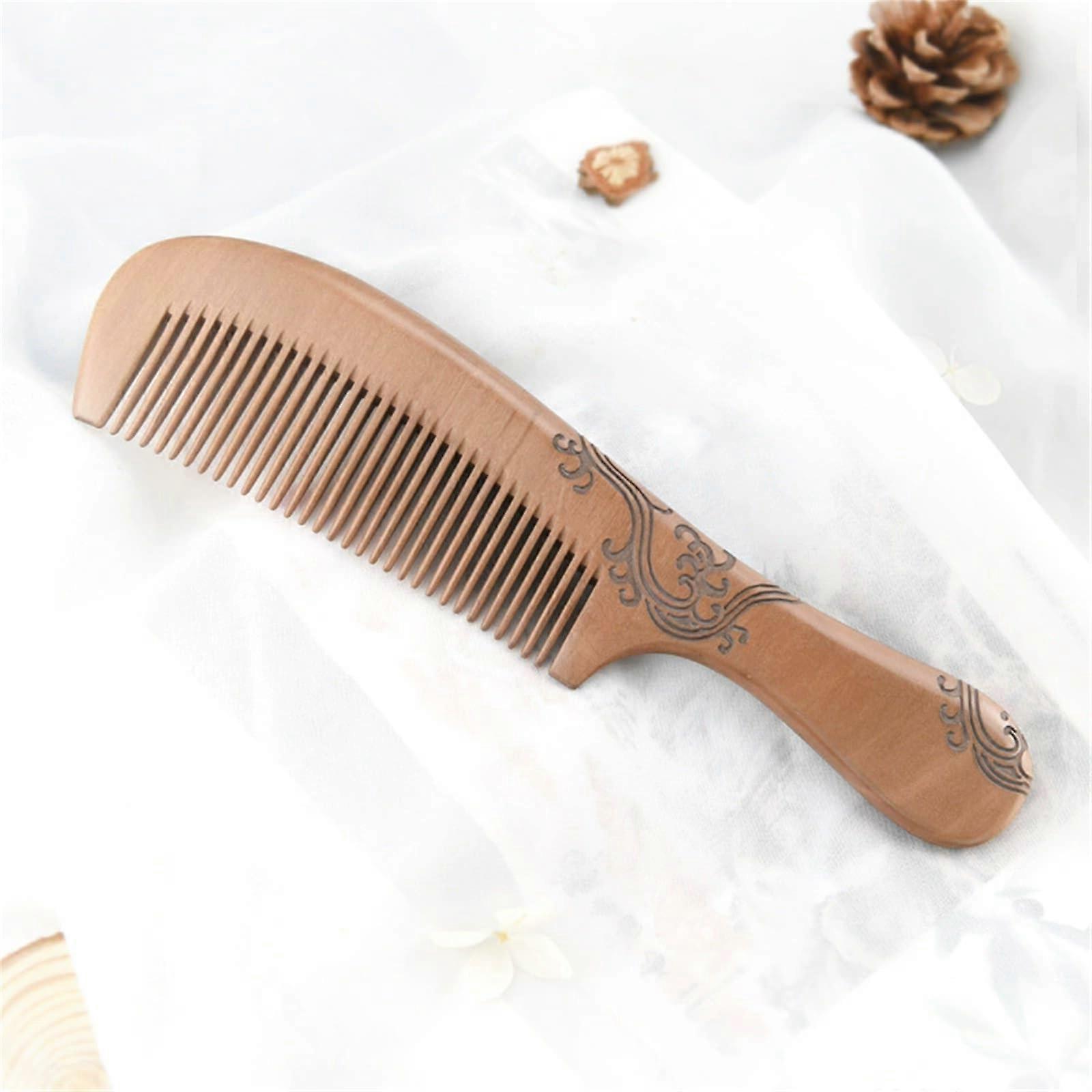 Wooden Scalp Massage Comb Double-Sided Carving for Men, 1 Piece Home Use, Natural Wood Material