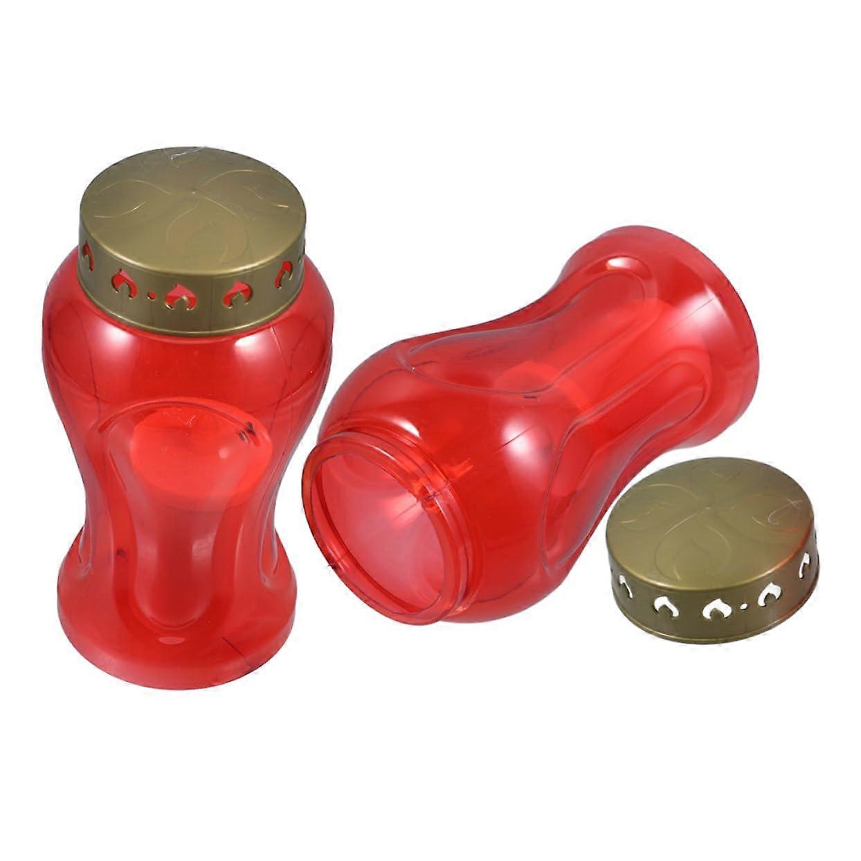 2 x Electronic Candle Holder Memorial Decorations Grave LED Lamp