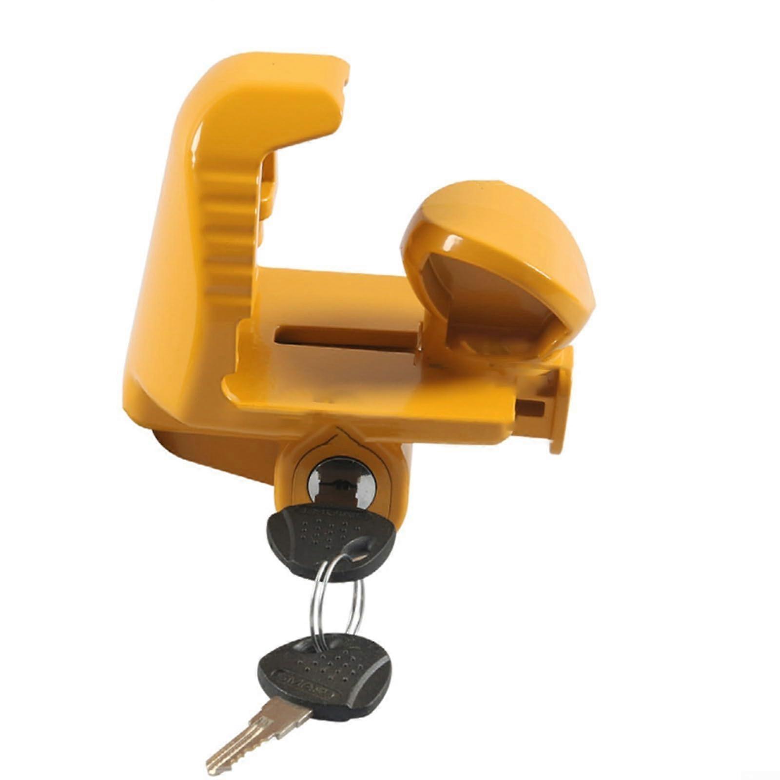 Trailer hitch lock with key, secure your hitches in sizes 1 7/8, 2, and 2 5/16 (yellow).