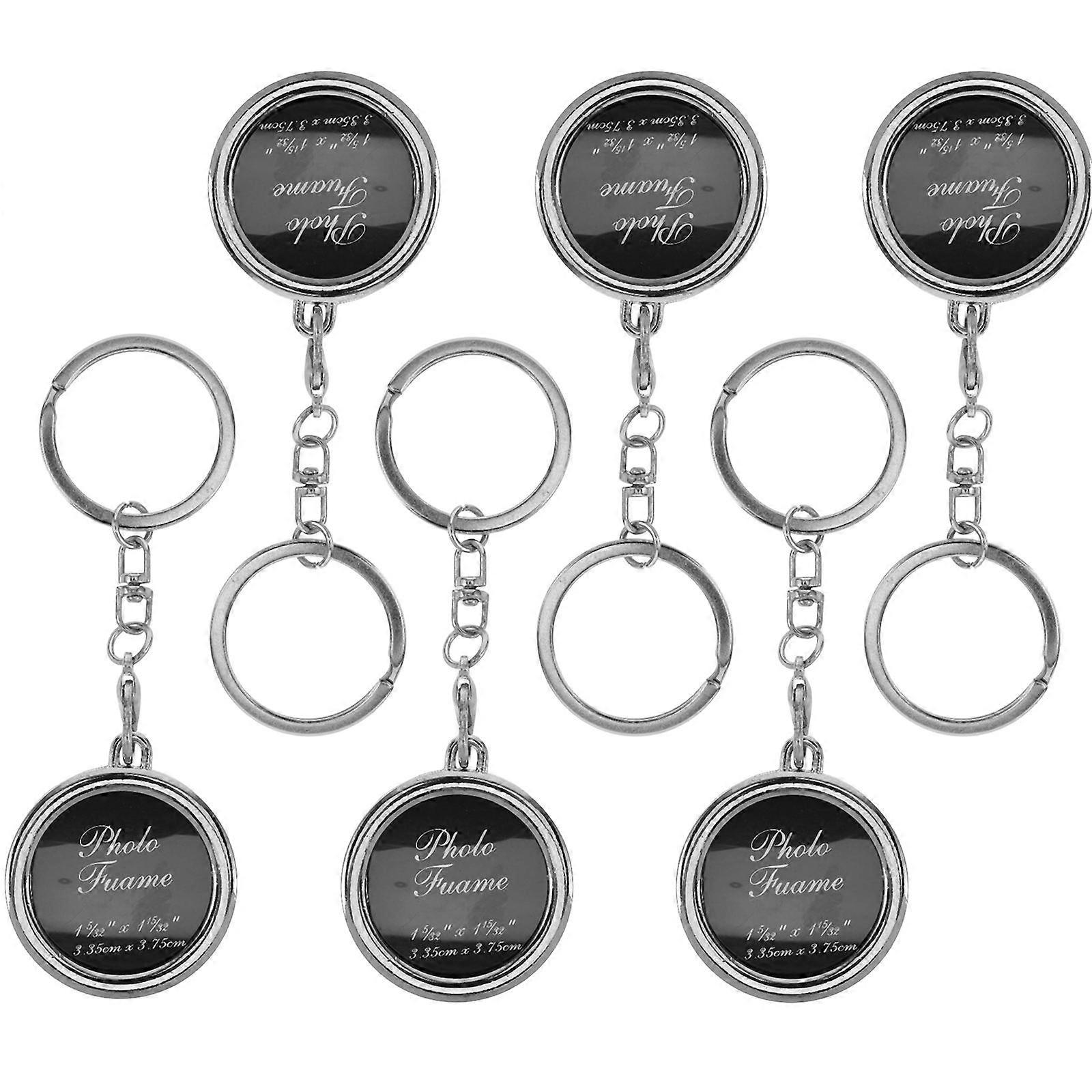 Mini Photo Keychain Metal Key Rings for Couple and Style 6Pcs