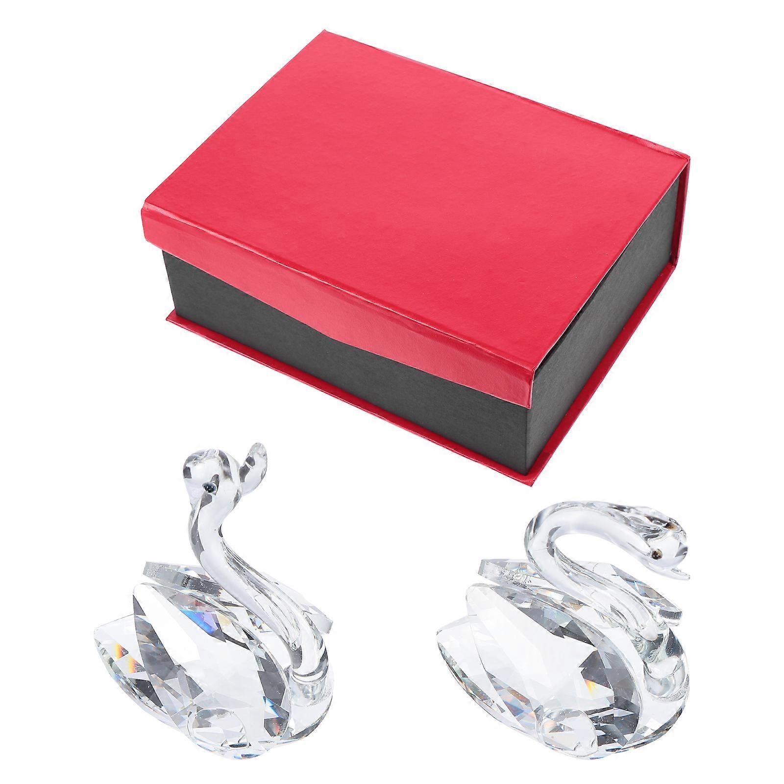 Elegant Artificial Crystal Swan Decor Made of Synthetic Quartz for Home Car Decoration Multi 1 Pair