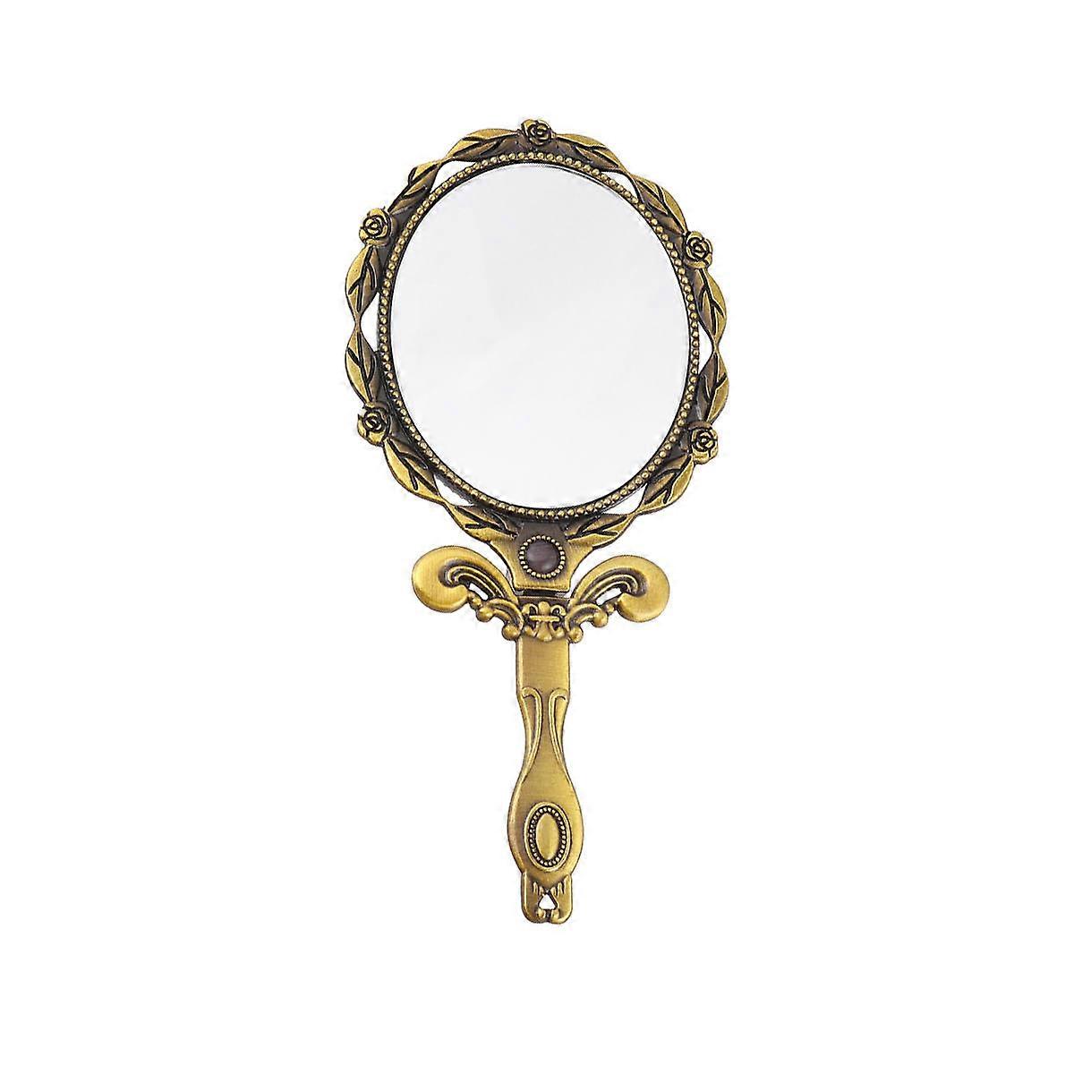 Small Portable Mirror Pocket Mirror for Indoor Outdoor Use Metal Frame Oval Shape Beautification Tool 1Set