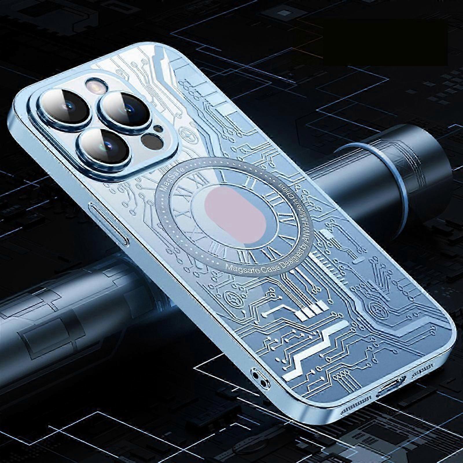 for iPhone 15 Pro Max/15 Ultra Magnetic Case Compatible with MagSafe, Circuit Mechanical Gear Pattern Thin Cool Case 15 Pro Max/15 Ultra