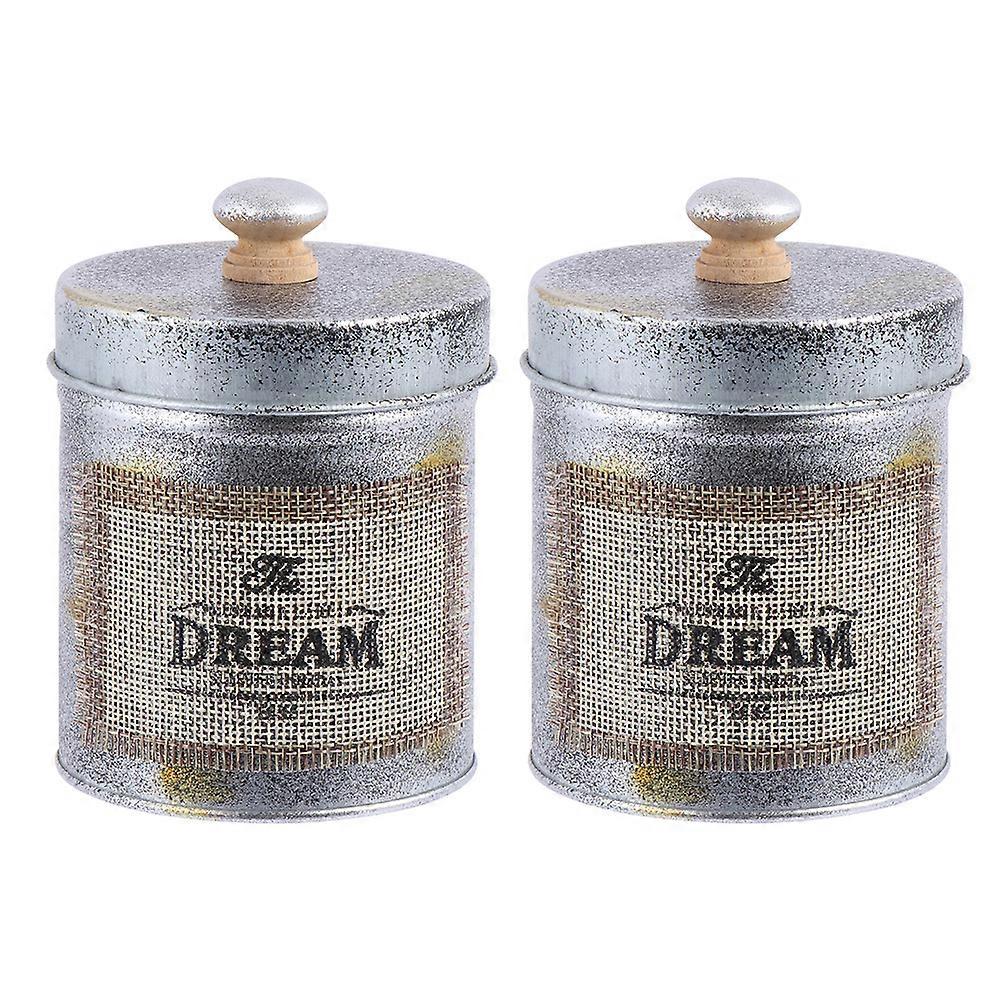 Storage Container Antique Iron Organizer Sundries Box Flower Plant Maintenance Silver 9x10CM 2Pcs