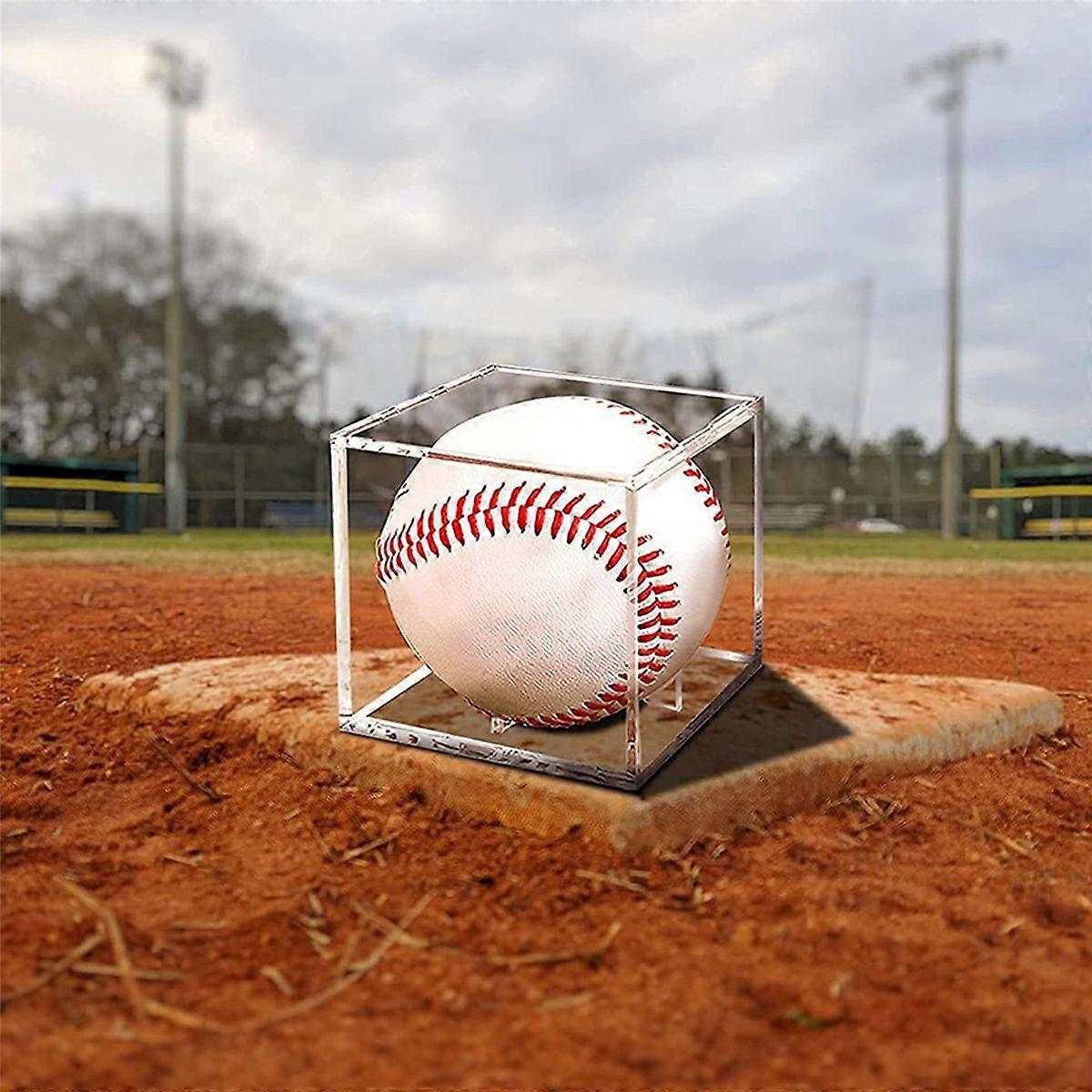 6Pcs Baseball Acrylic Display Box,Clear Autograph Ball Showcase
