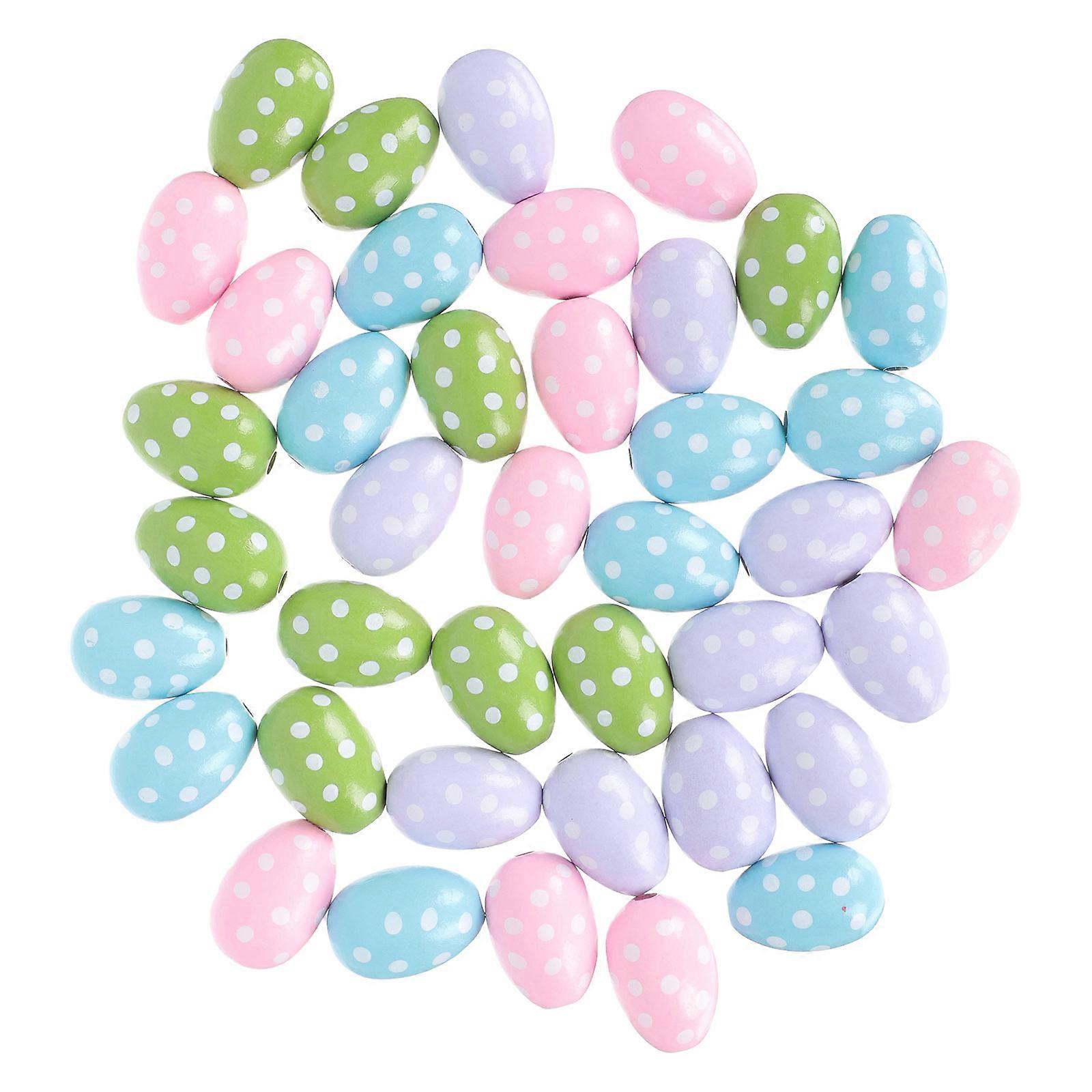 40 Pcs Easter Egg Shape Wooden Beads for DIY Crafts, Smooth Surface, Ideal for Easter Decorations and Handmade Projects