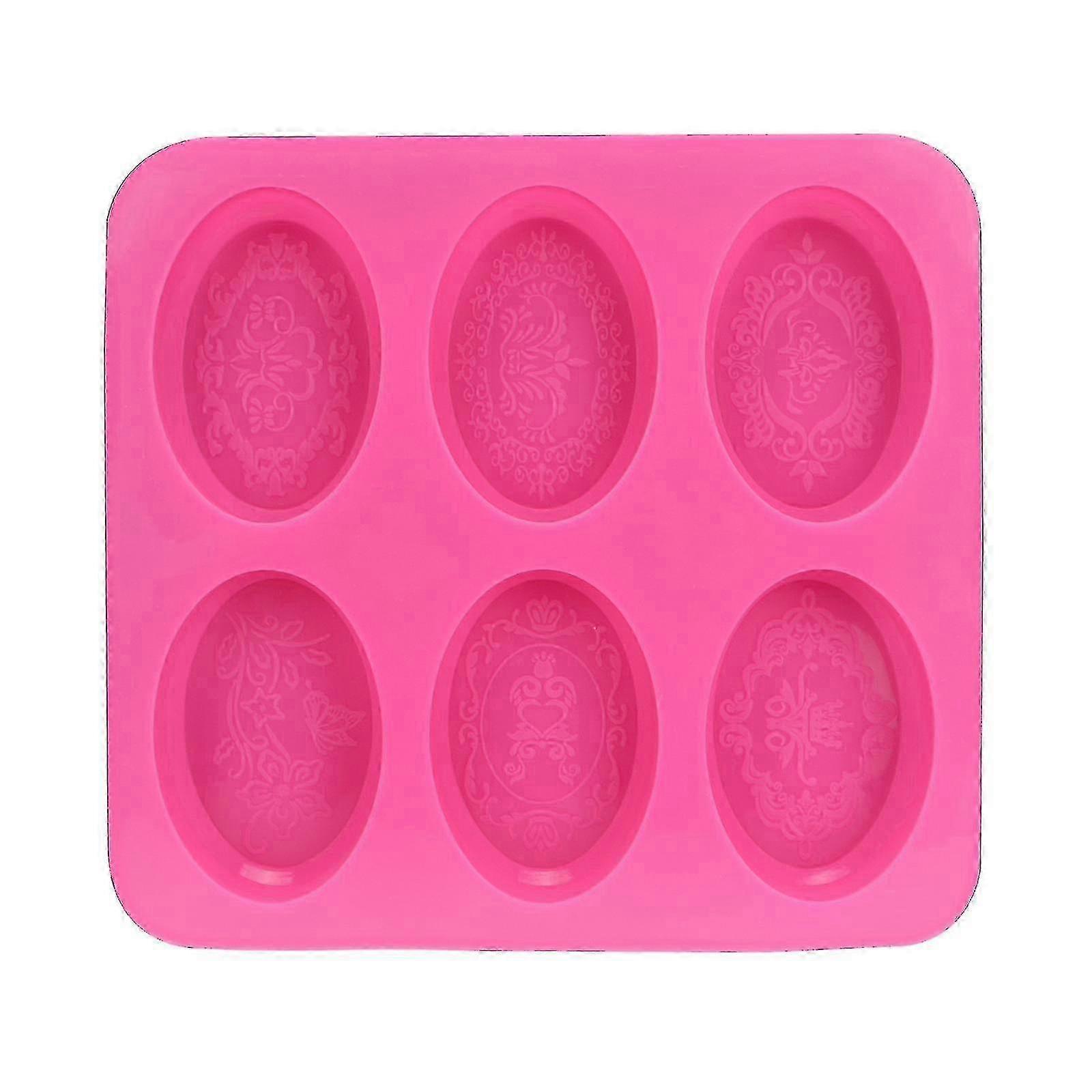 6 ovale Silikonseifenformen mit Spitzenmuster