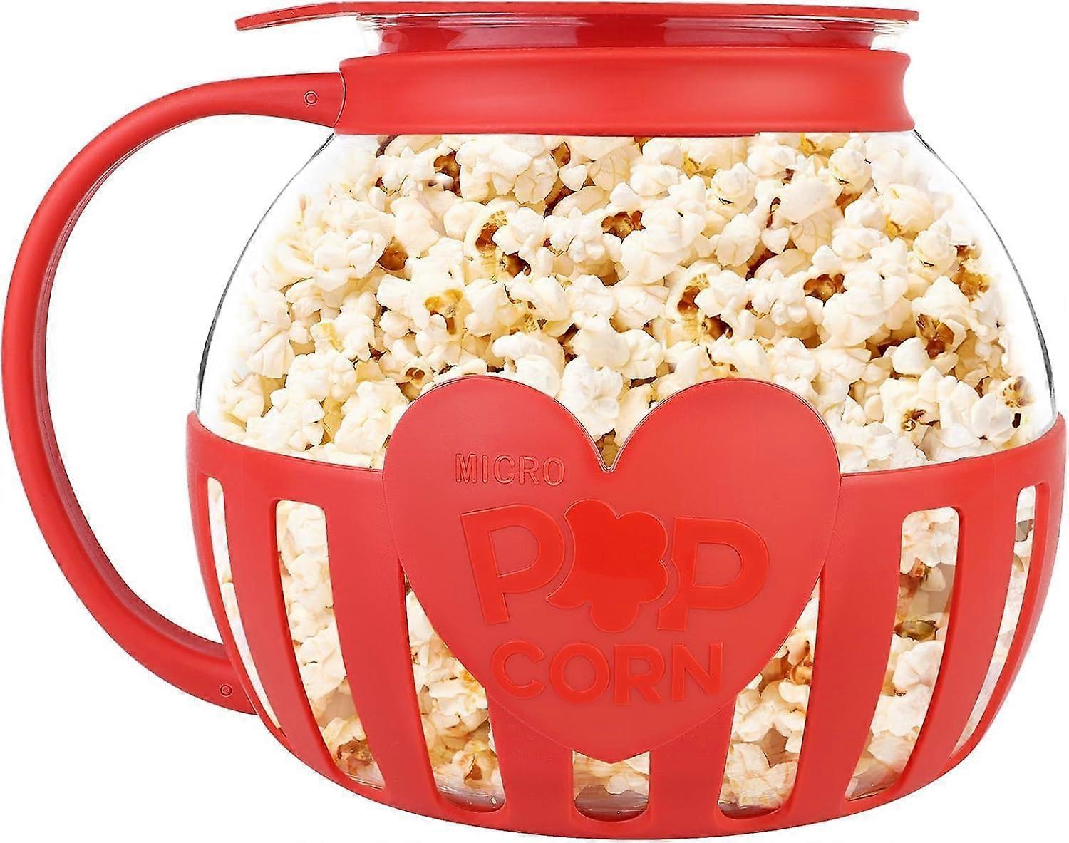 Microwave Popcorn Maker, 2.13 L Borosilicate Glass Popcorn Microwave, Dishwasher Safe, for Gatherings, Parties, Picnics, Red