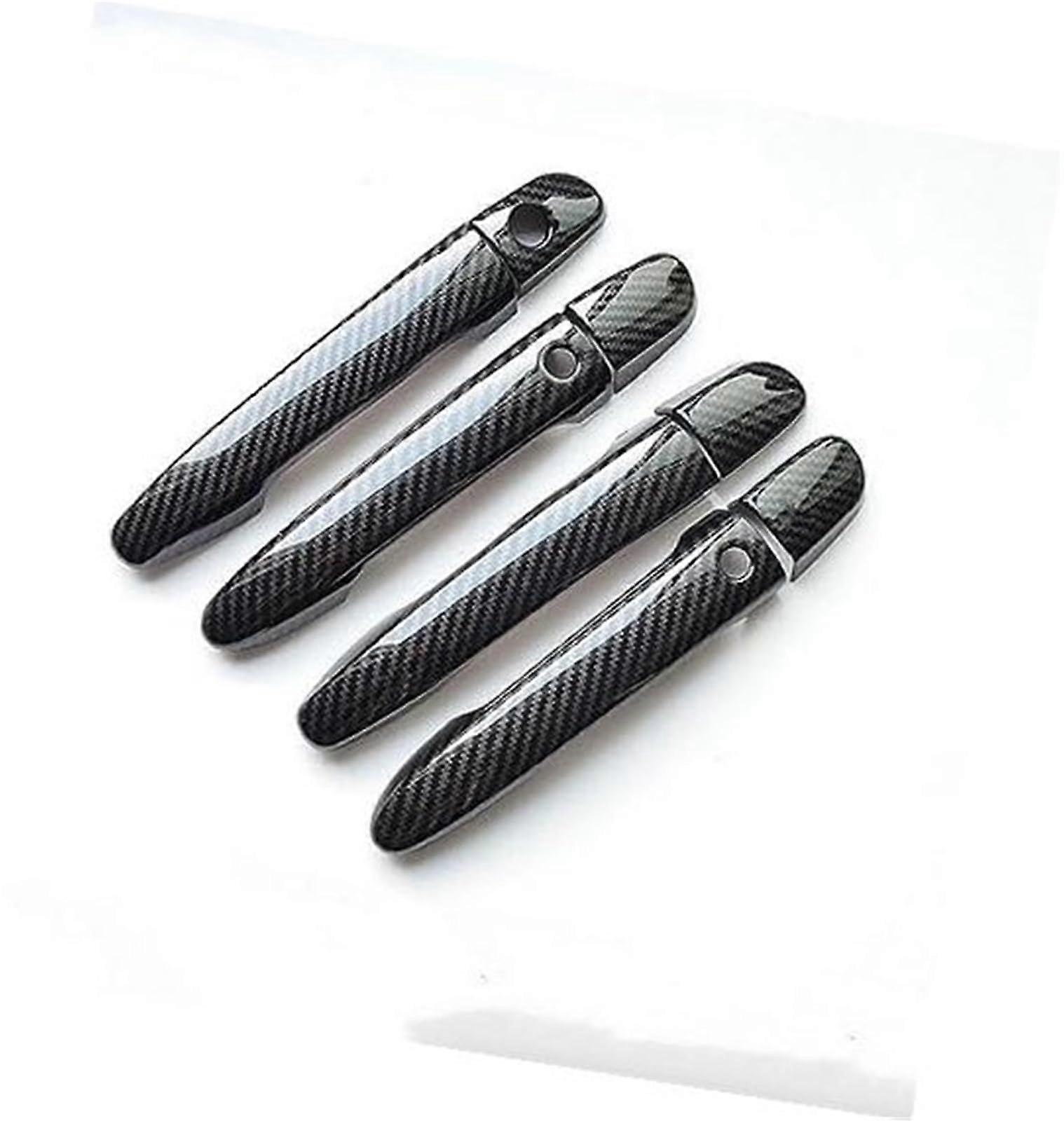 Right-Hand Drive Carbon Fiber Door Handle Cover Black With 1 Keyhole and 2 Buttons for Mazda Demio 2009-2019