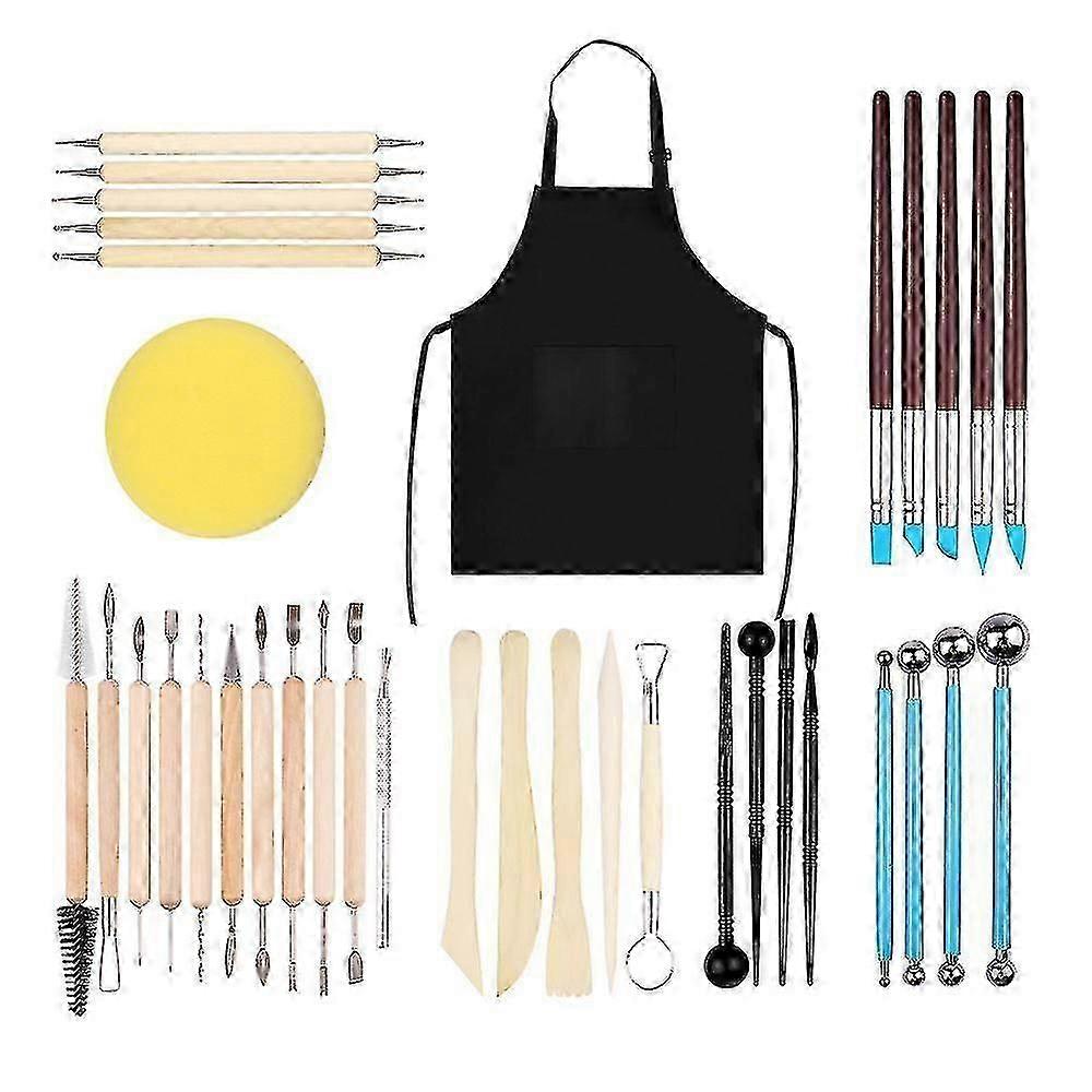 37pcs Polymer Clay Tools Modeling Clay Sculpting Tools Kits For Pottery Sculpture Wooden Dotting Tools
