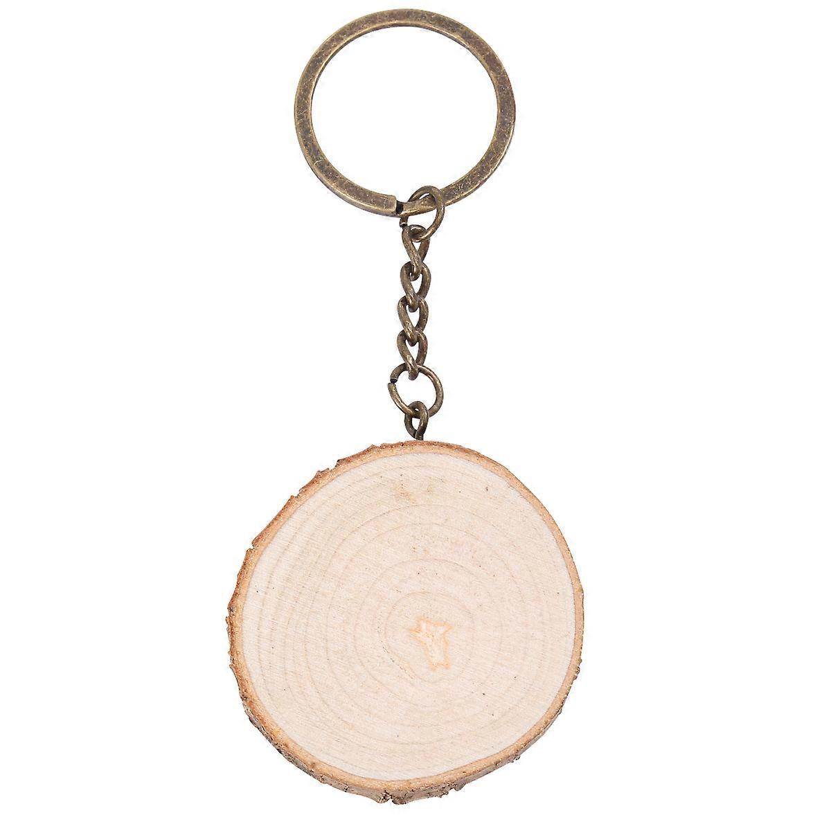 Light Brown Wooden Keychain with Pendant for Kids Durable Synthetic Material Ideal for Key Holding