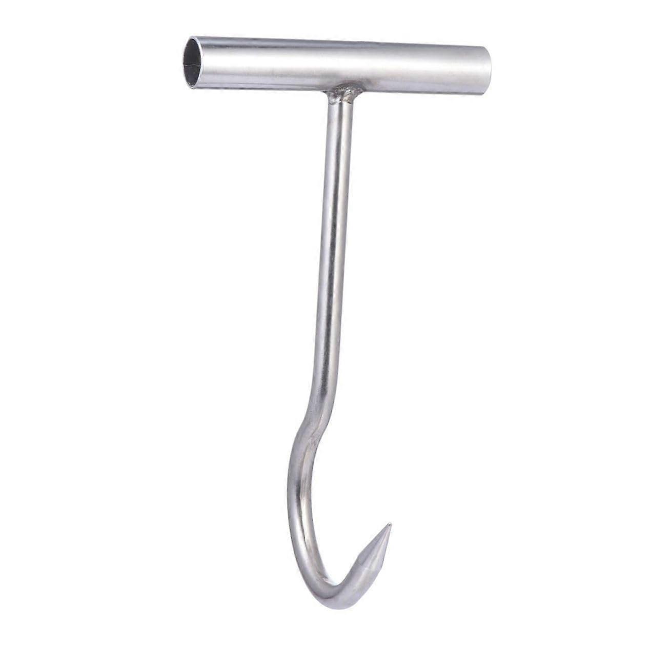 Meat Hook For Pork And Beef Processing, Stainless Steel, Black Metal Finish, Double Prong Roasting Pot Hook