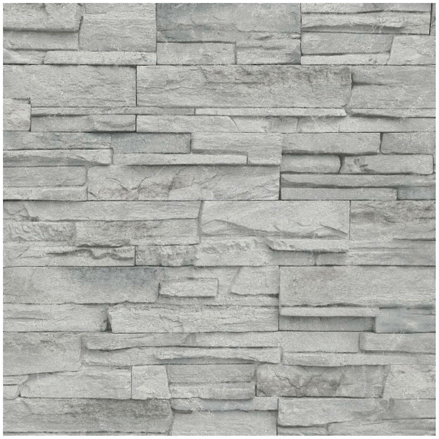 Erismann Grey Realistic Stacked Stones Wallpaper