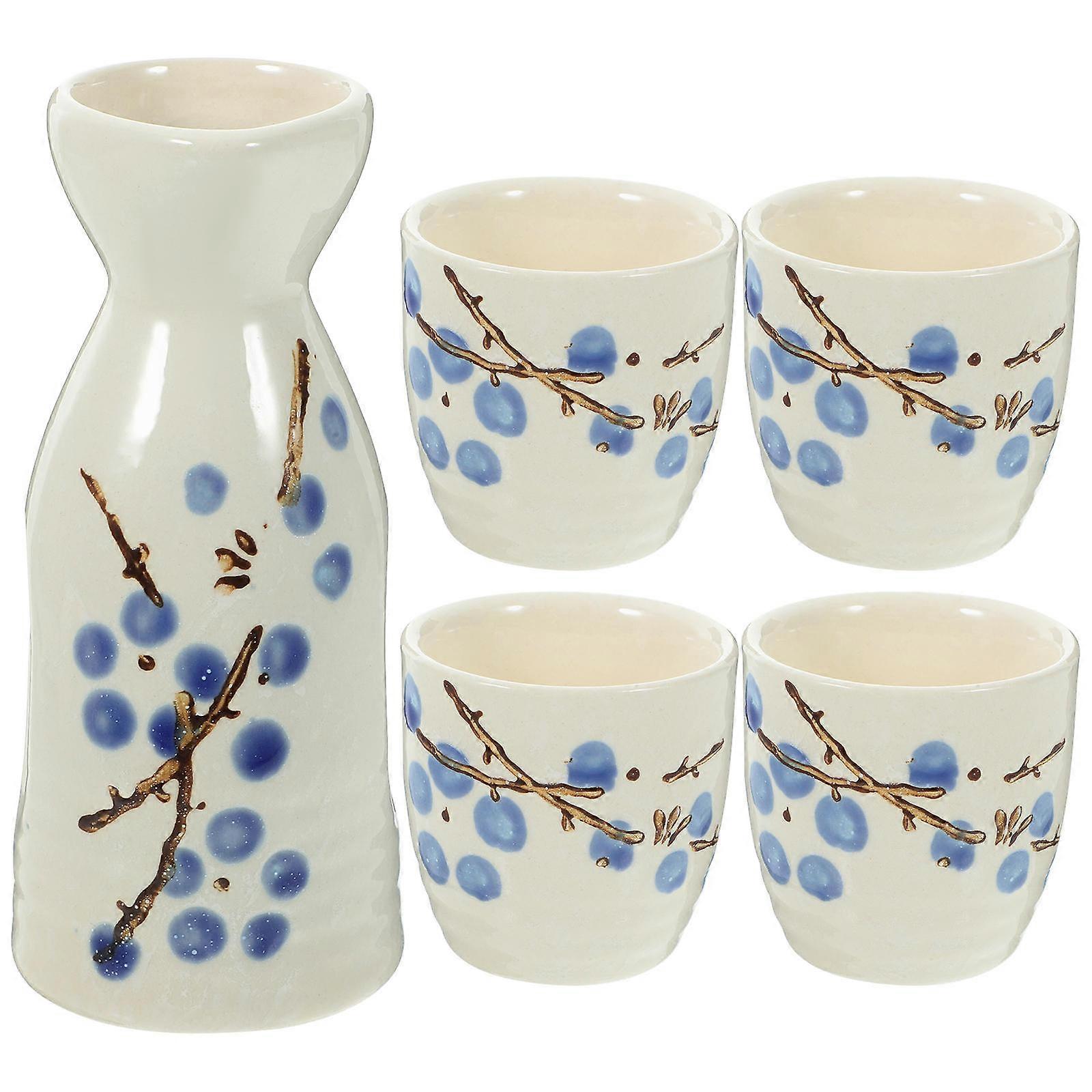 Ceramics Sake Cup Sake Pot Set Japanese Style Home Entertainment Capacity 50Ml 200Ml Serving 1Set