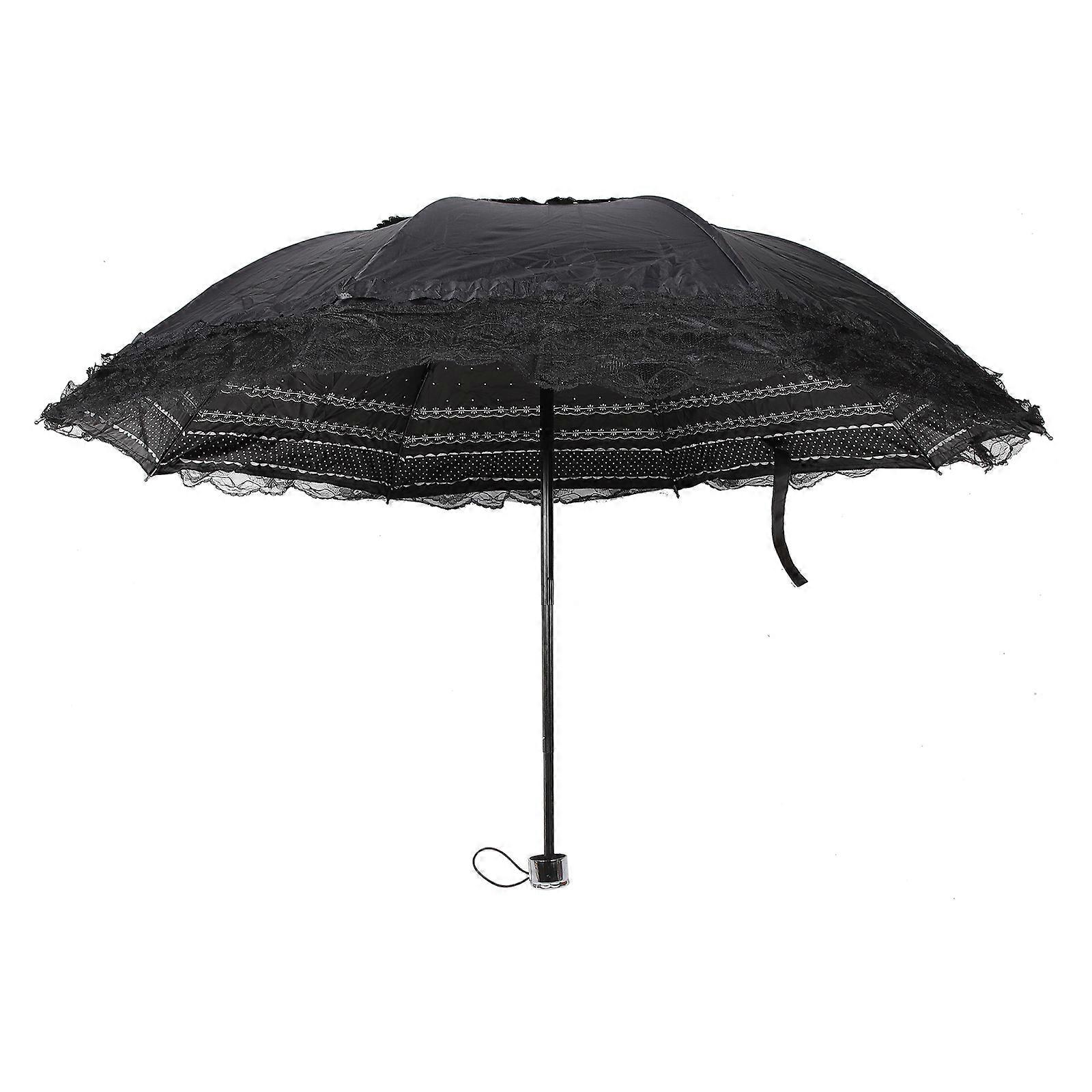 Portable Folding Parasol Lace Umbrella Manual Opening and Closing Sunny Days Rainy Days 1Pack