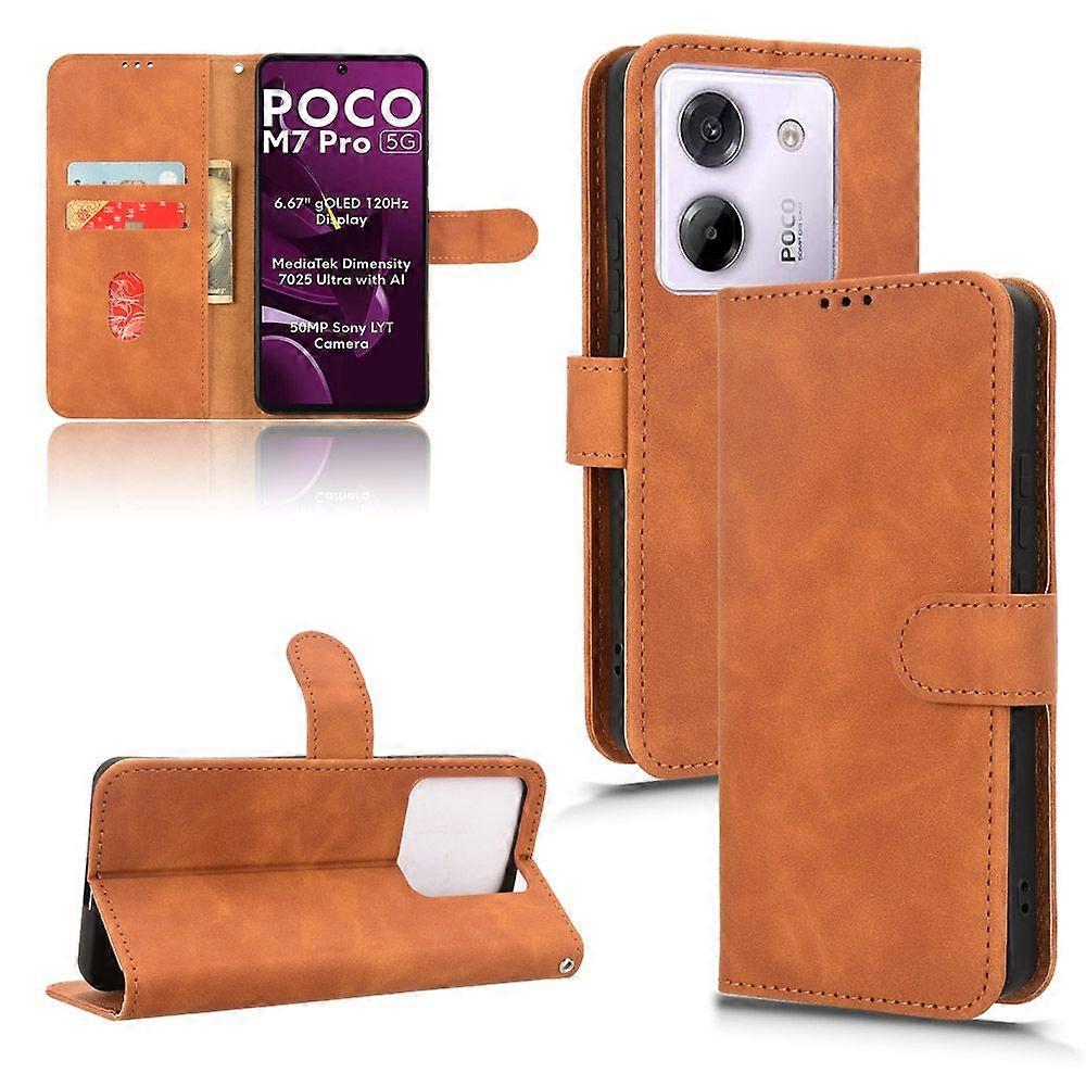 Case for Xiaomi POCO M7 Pro 5G Creative Magnetic Premium PU Leather Flip Case with Card Slot and Hand Strap Cover Compatible with Xiaomi POCO M7 Pro 5