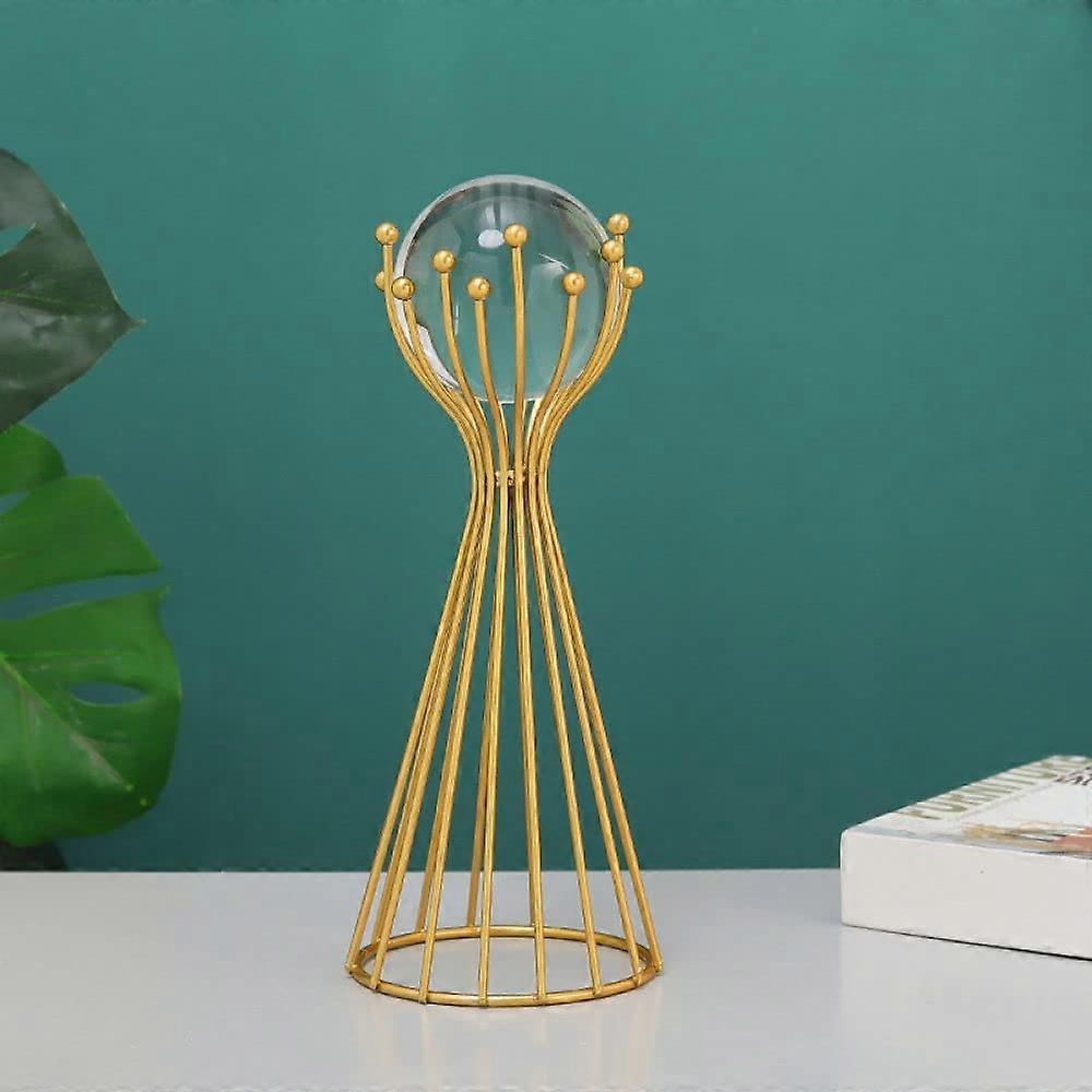 HUANSUN Nordic Style Vertical Stand Crystal Ball Decorative Ornaments Geometric Abstract Golden Flowers Metal Light Luxury Furnishing
