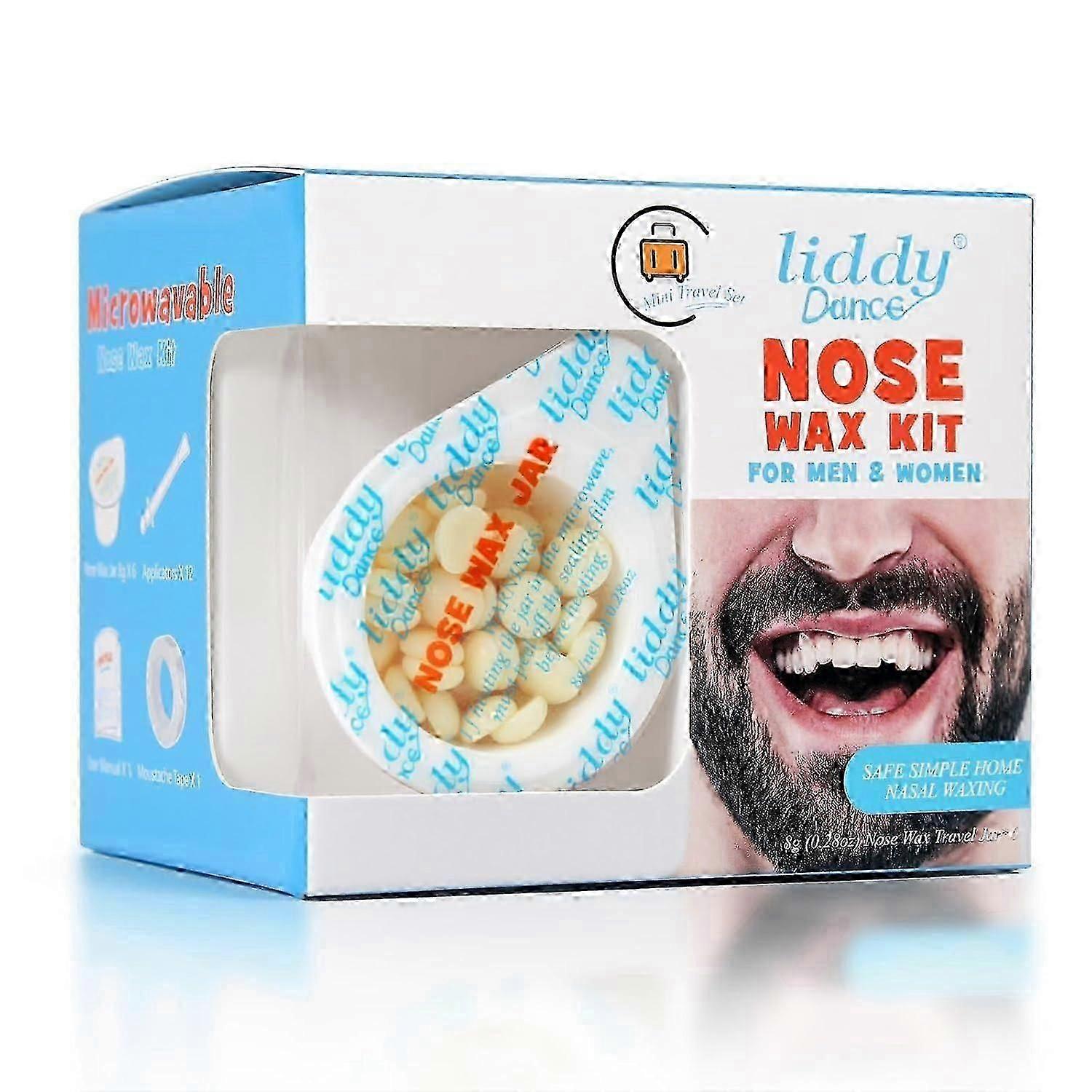 Nose Wax Kit Men, Nose Waxing Kit for Men and Women, 6 Pakcs Mini Travel Set Nose Wax Jar, 12 Applicators & Moustache Tape, Nose Face Hair Removal Nas