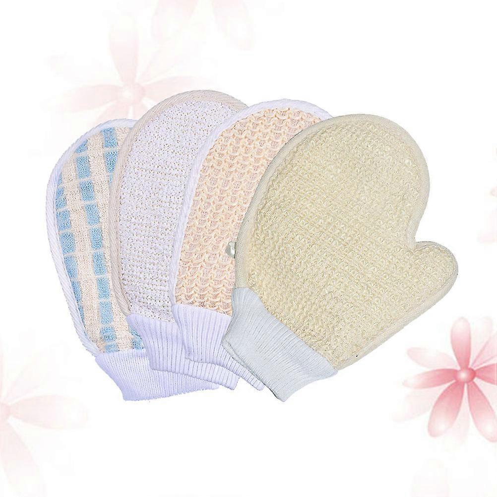 Washable Shower Gloves Deep Cleaning Back Massage Bath Brush Assorted Color 4Set