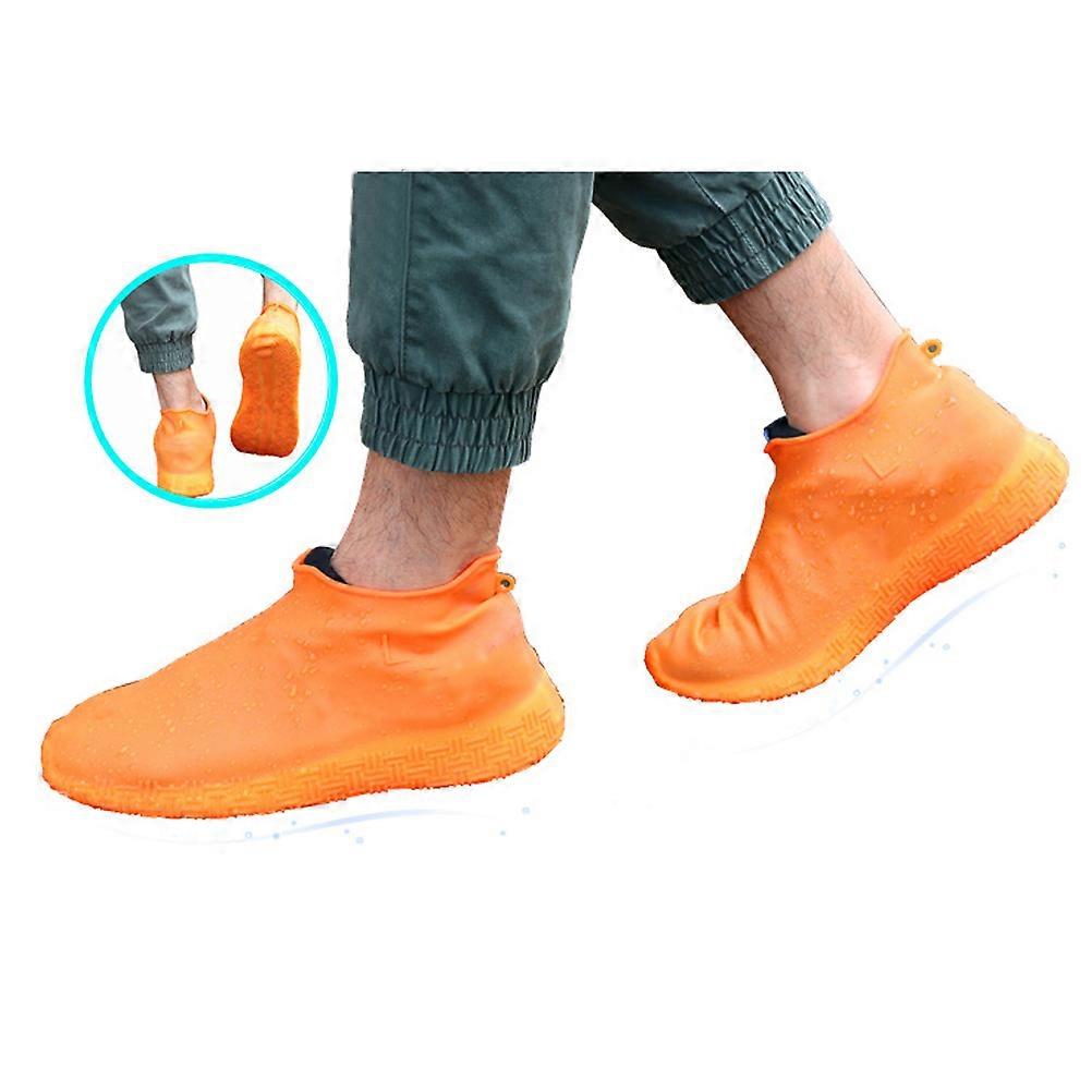 Orange Silicone Shoe Cover with AntiSlip Design for Outdoor Activities and Travel Size L
