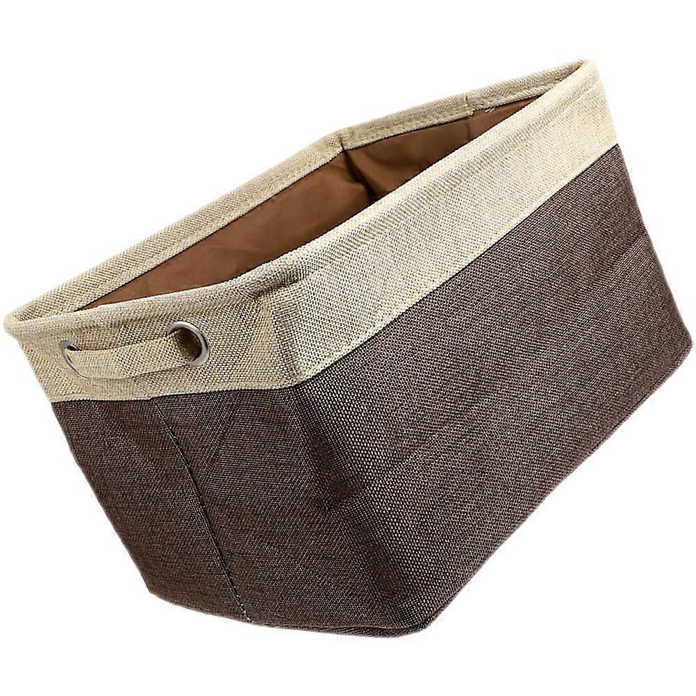 Coffee Oxford Cloth Toy Basket for Household Storage Use with Large Capacity and Frame 13.8 x 11.8 x 9.8 inches