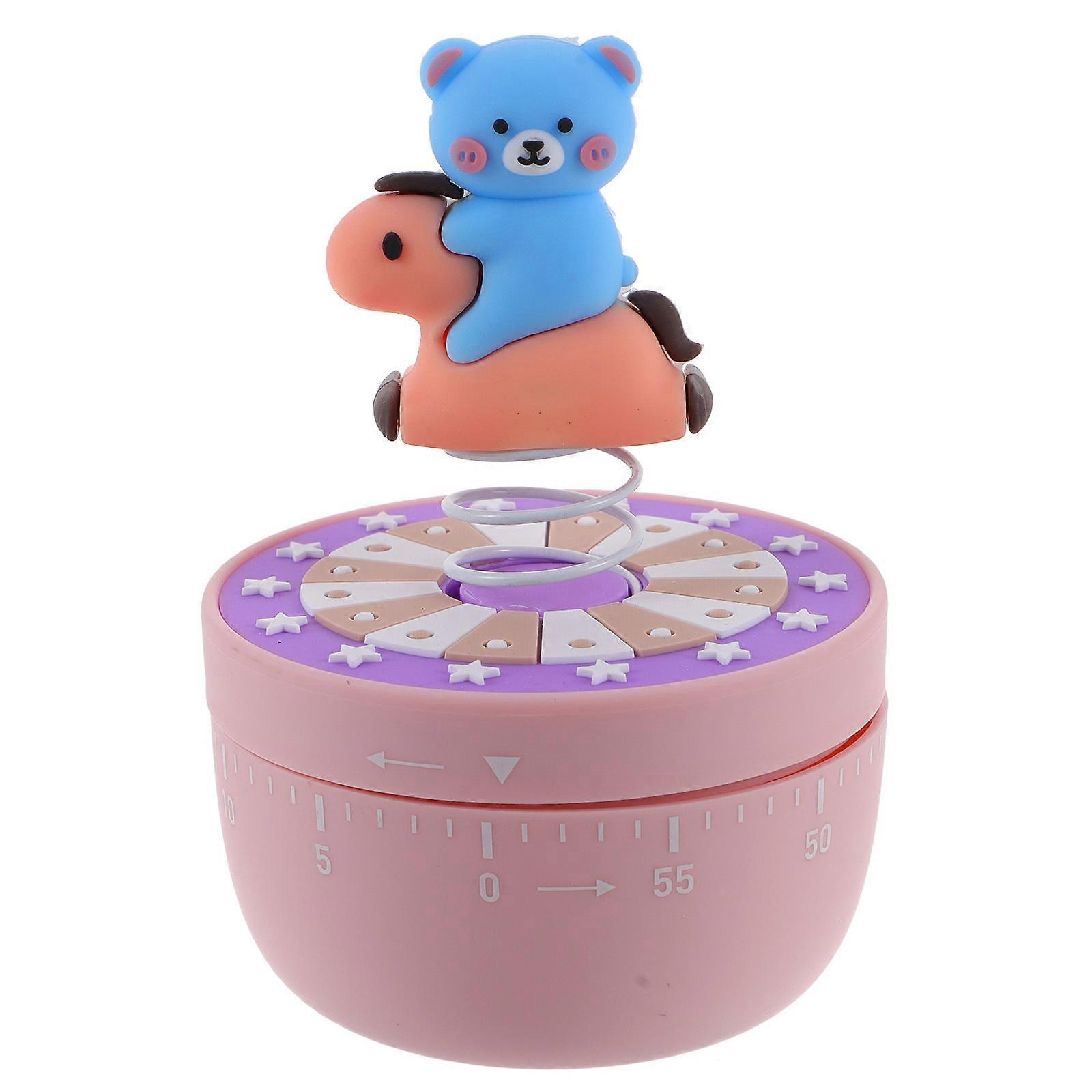 Pink Cartoon Kitchen Timer for Car Use ABS Polyethylene Material 60 Minutes Manual Timing