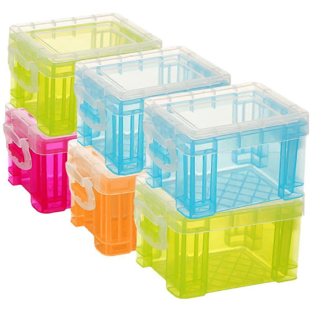 6Pcs Small Plastic Storage Bins with Lids for Organizing Sundries