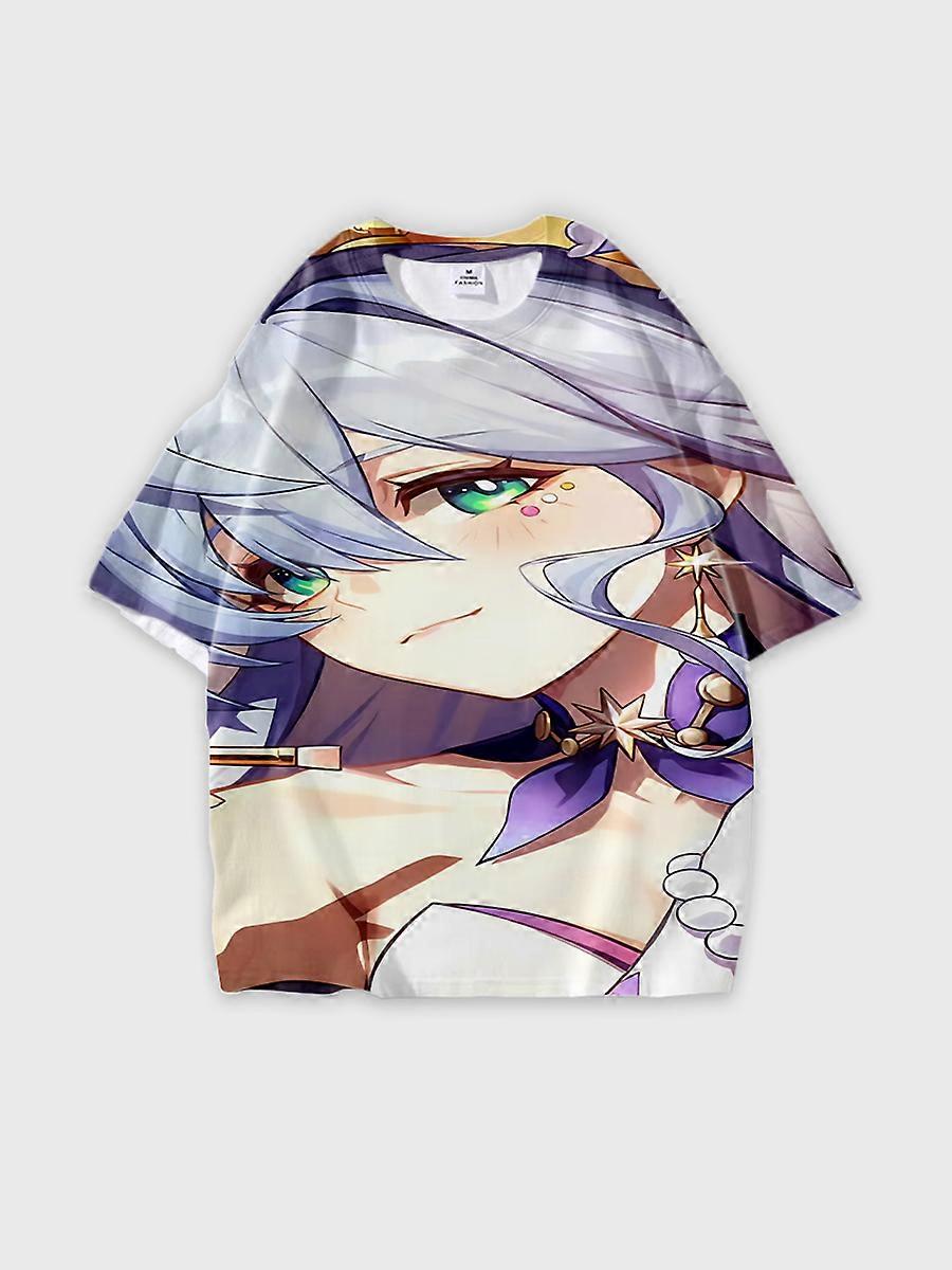 T-shirt round neck Role Pattern loose short sleeve D947