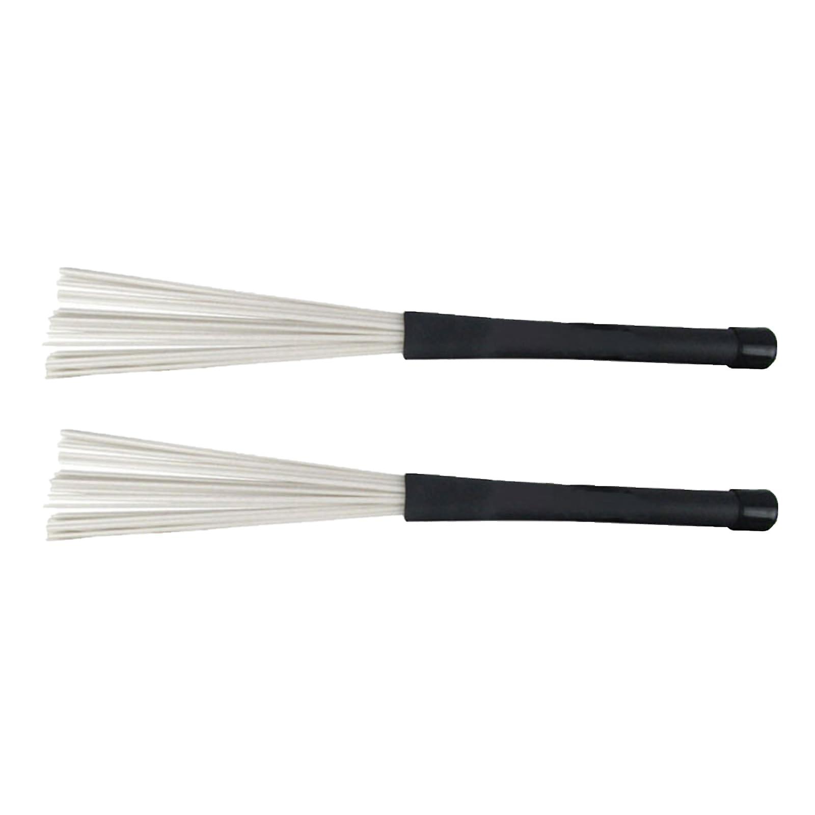 2 Pack Drum Brushes with Nylon Wire for Jazz Snare Drum Percussion Playing Colorless