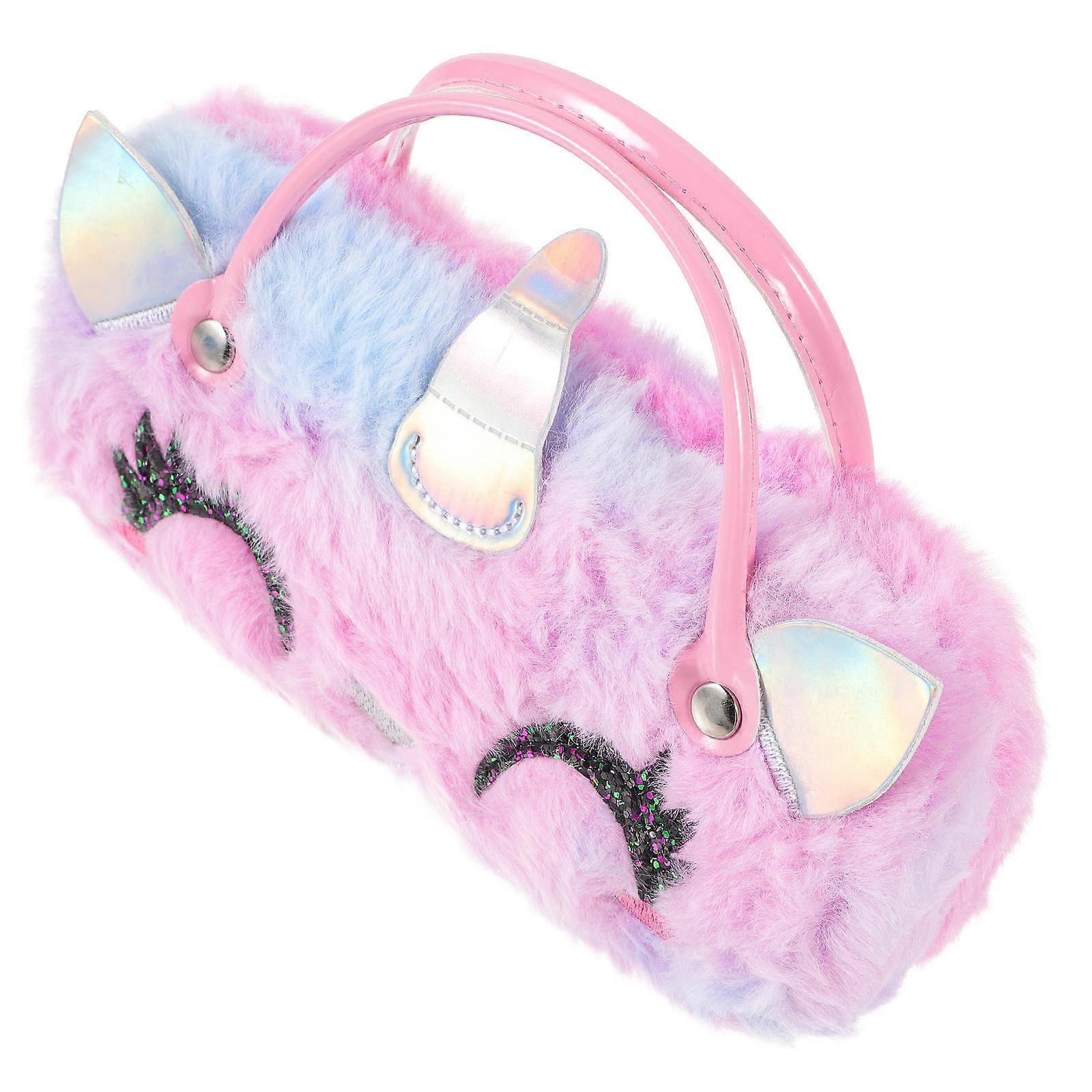 Kids Eyeglasses Case Portable Sunglasses Case Plush Unicorn Shape Soft 1Set