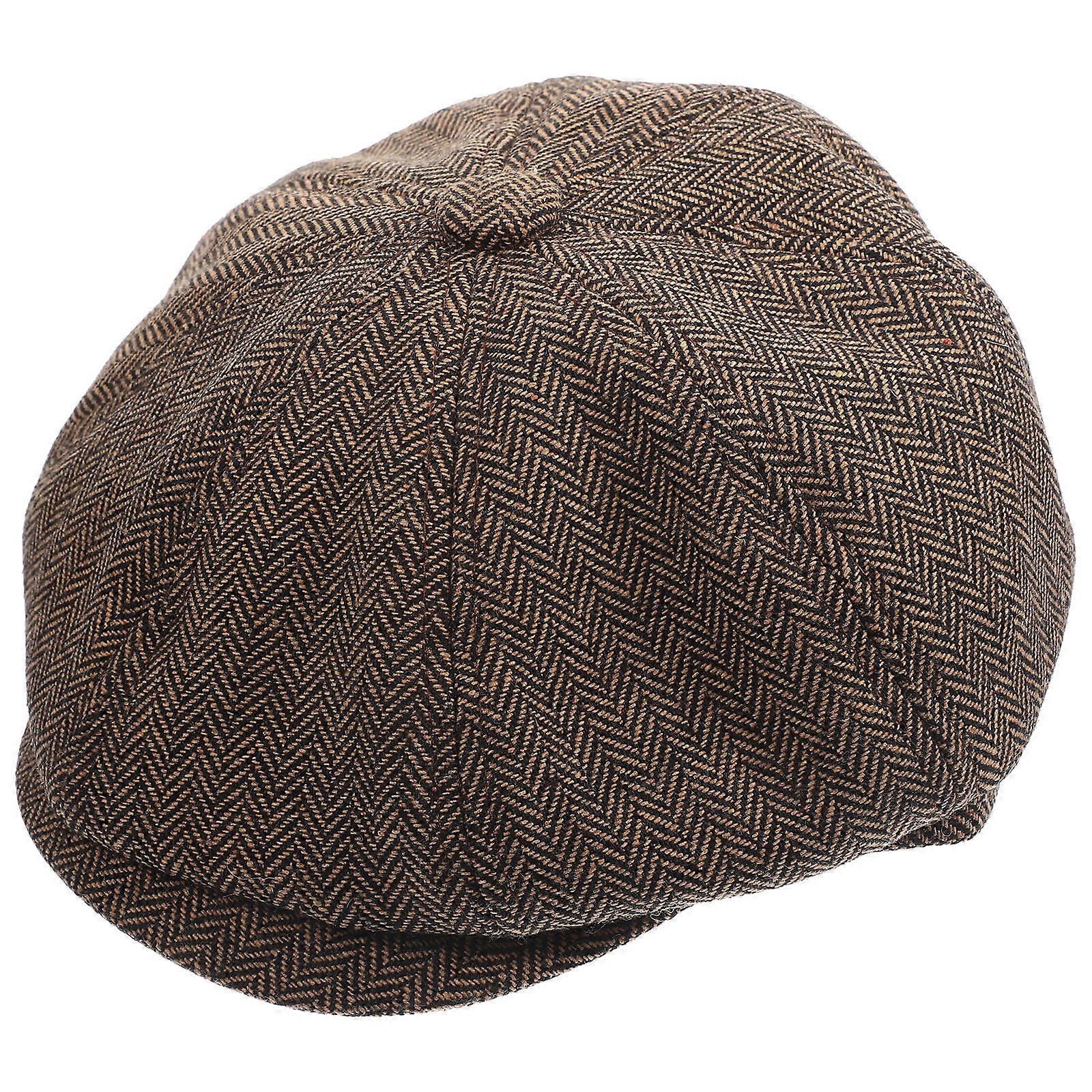 Stylish Octagonal Hat for Women Light Brown Polyester and Polyamide One Size Fits All