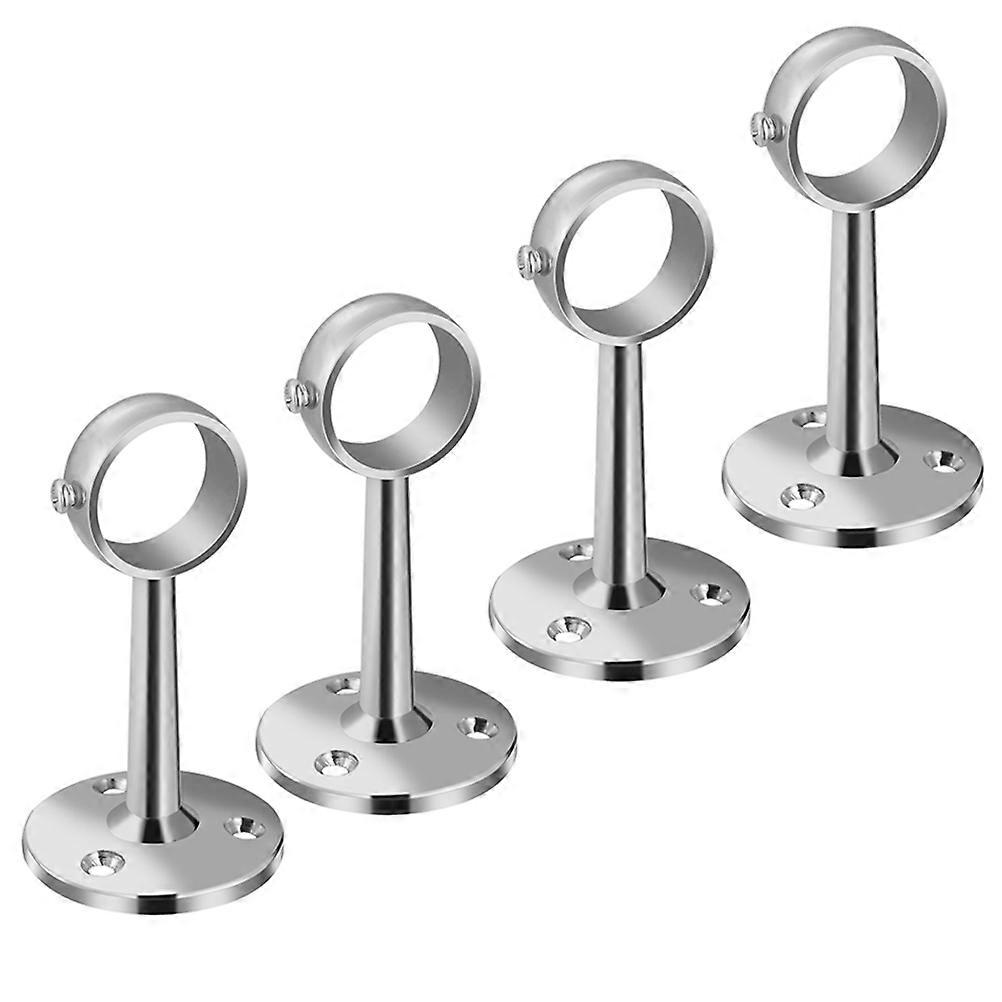Curtain Rod Brackets for Wardrobe Use Sturdy Zinc Alloy Silver Color Easy to Install and Fix Supports Most Curtain Rods 4 Pieces