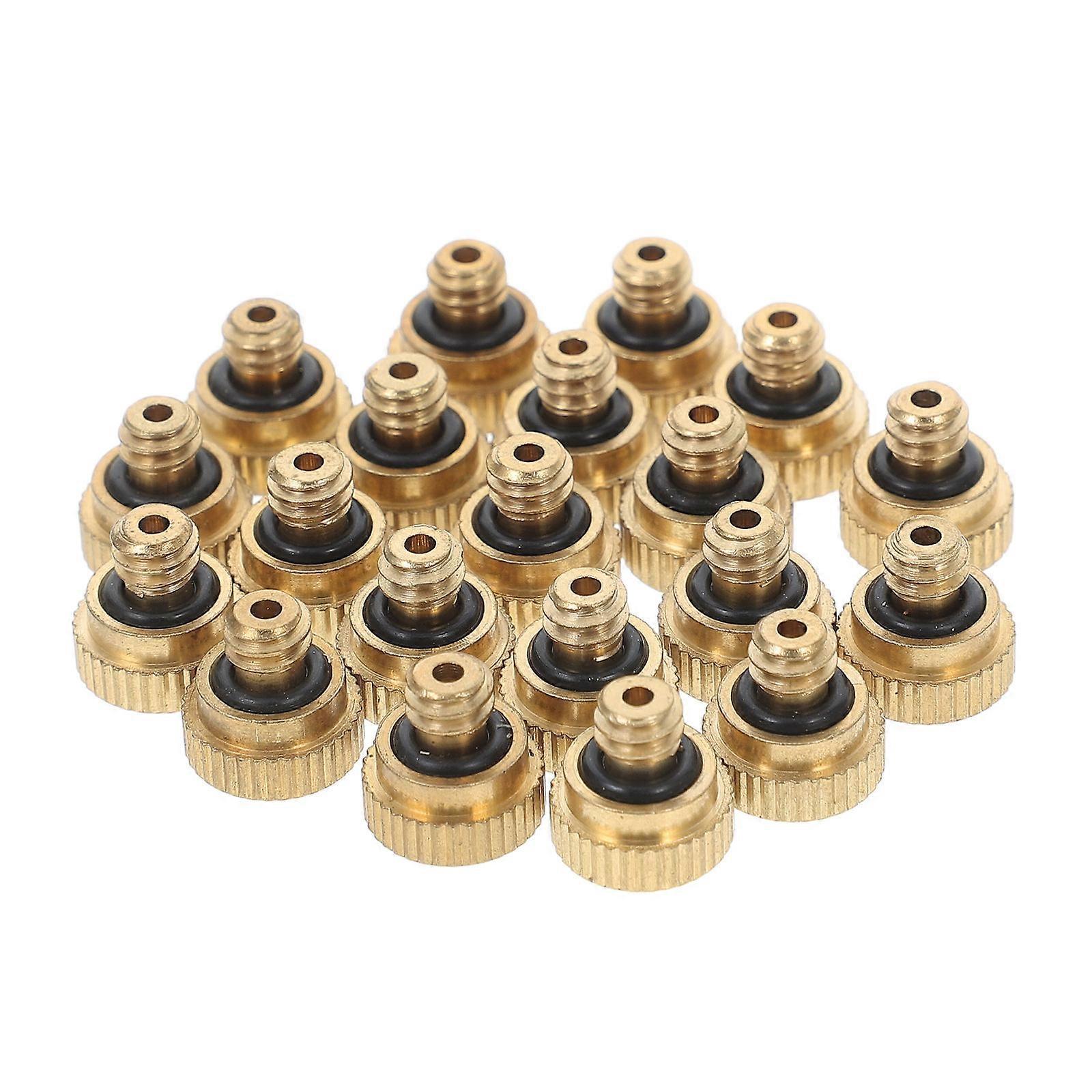 Brass Misting Nozzles 20Pcs Designed For Outdoor Cooling Systems In Gardens And Farms Featuring Golden Color For Optimal Performance