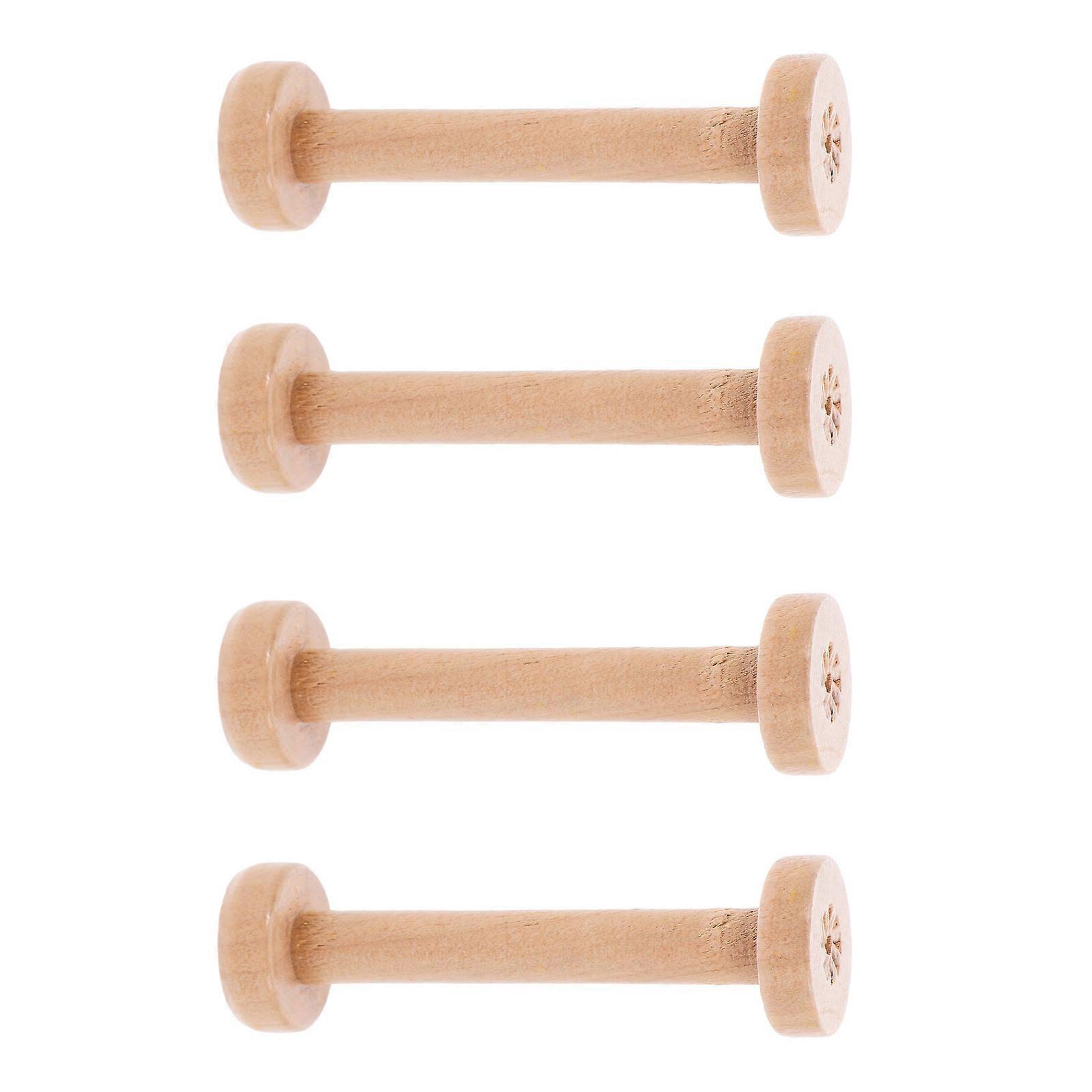 Wooden Spools for Crafts Handcrafted Multi Color Unfinished Empty Thread Spools 4 Pieces Large Size
