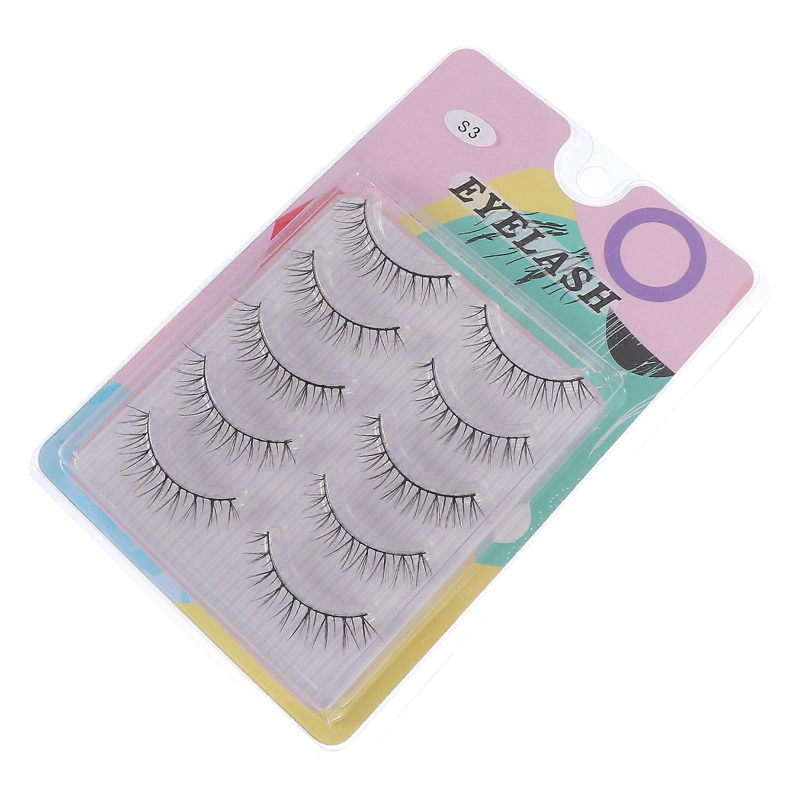Natural Looking False Eyelash Makeup Lashes 3D磨 假睫毛 For Women Daily Use Black 5 Pairs
