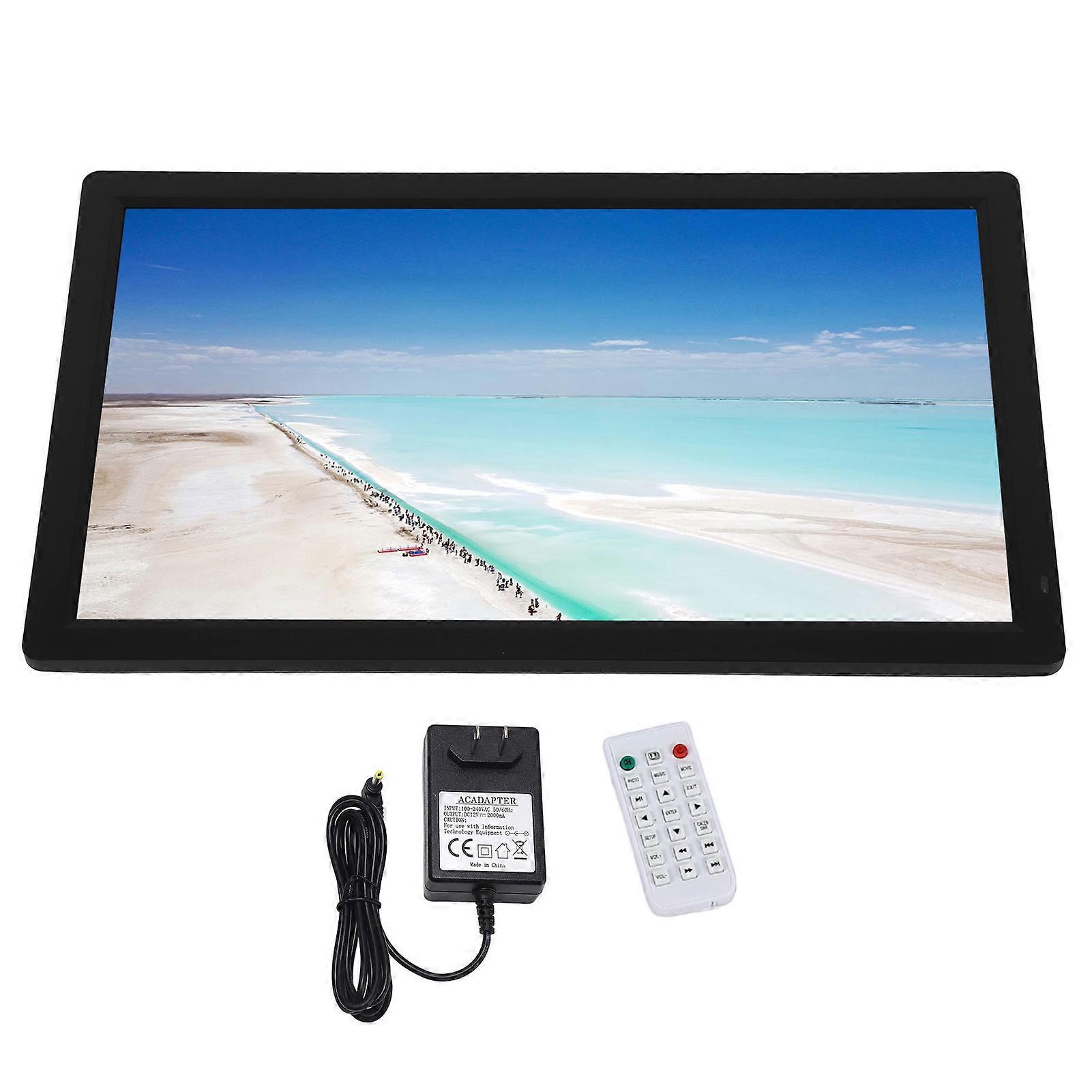 Digital Picture Frame 32inch 1920x1080P HD 178° Ultra Wide Angle IPS Screen Calendar Clock Stereo Sound Digital Photo Frame US Plug 100‑240V