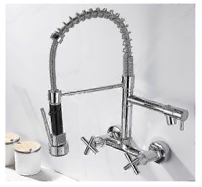 Spring kitchen faucet for dual handles swivel spout mixer tap