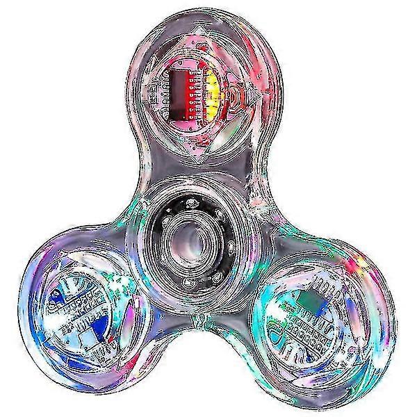 Κρυστάλλινο φωτεινό φως LED fidget spinner, παιχνίδι ανακούφισης από το στρες EDC που λάμπει στο σκοτάδι, γυροσκόπιο