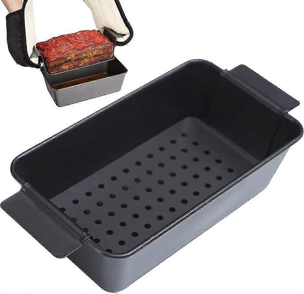 2-Piece Easy-Release Carbon Steel Meat Loaf Tin with Removable Lift-Up Tray, Non Stick Roasting Pan with Rack Edition 0725