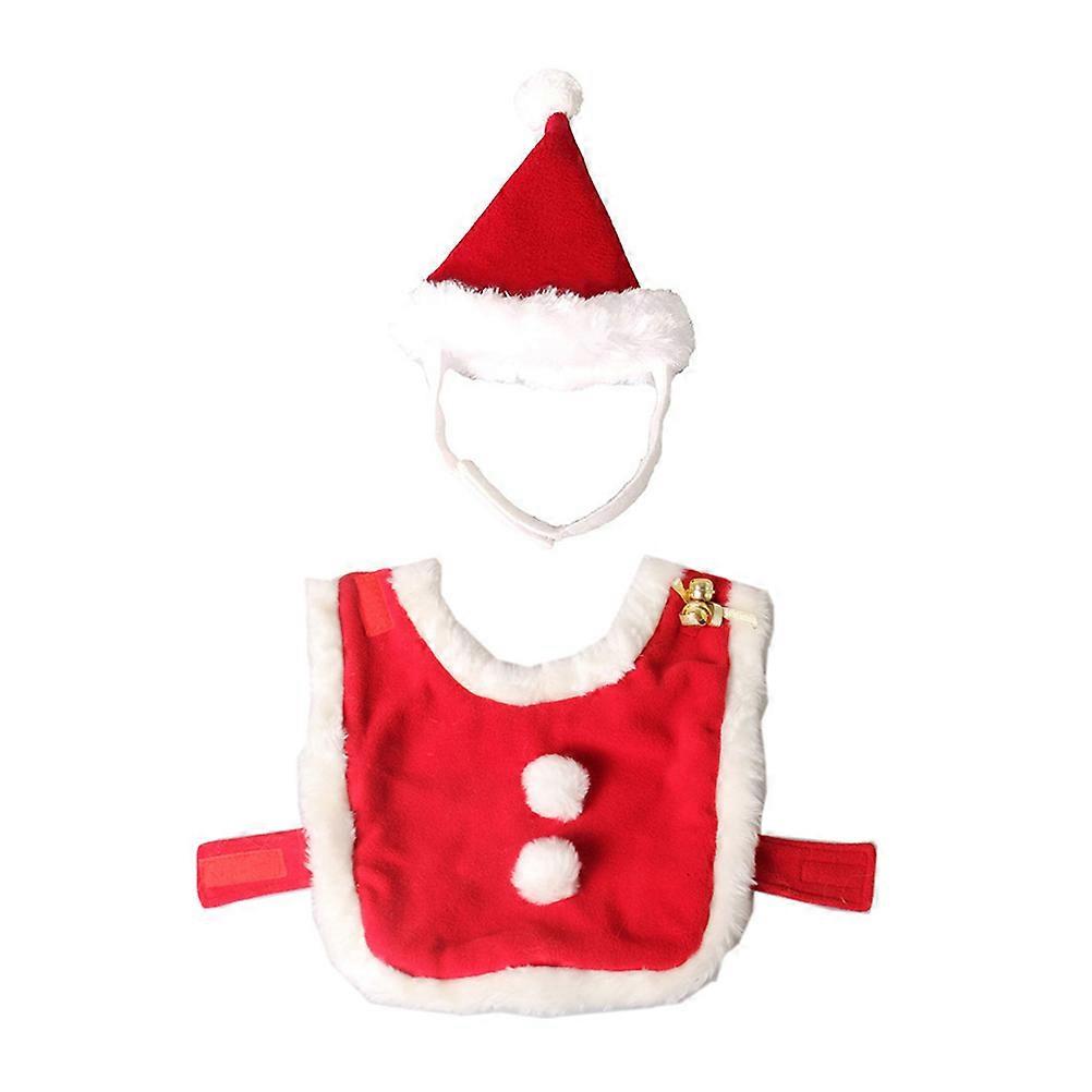 Pet Costume with Hat Christmas Cape for Cat Red Size Comfortable Polar Fleece Material Photo Prop 1 Set